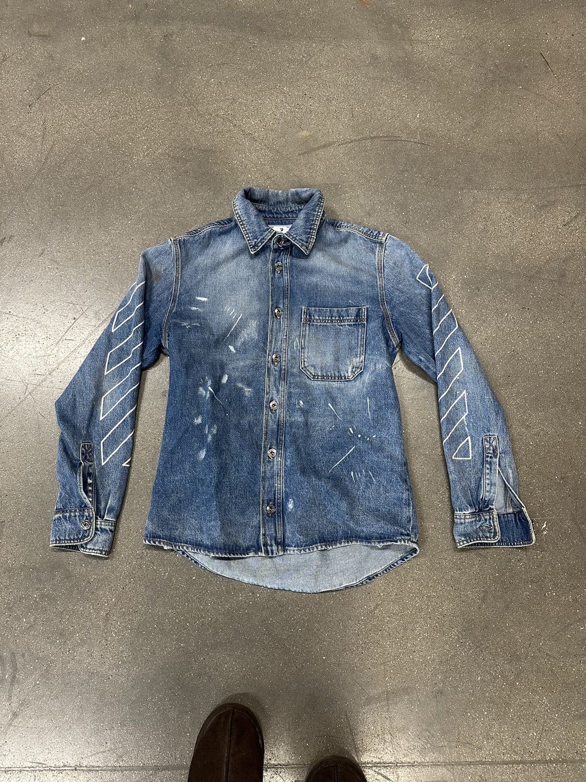 Off-White Off White Diag Outline Denim Jacket Blue Size US S / EU 44-46 / 1 - 1 Thumbnail
