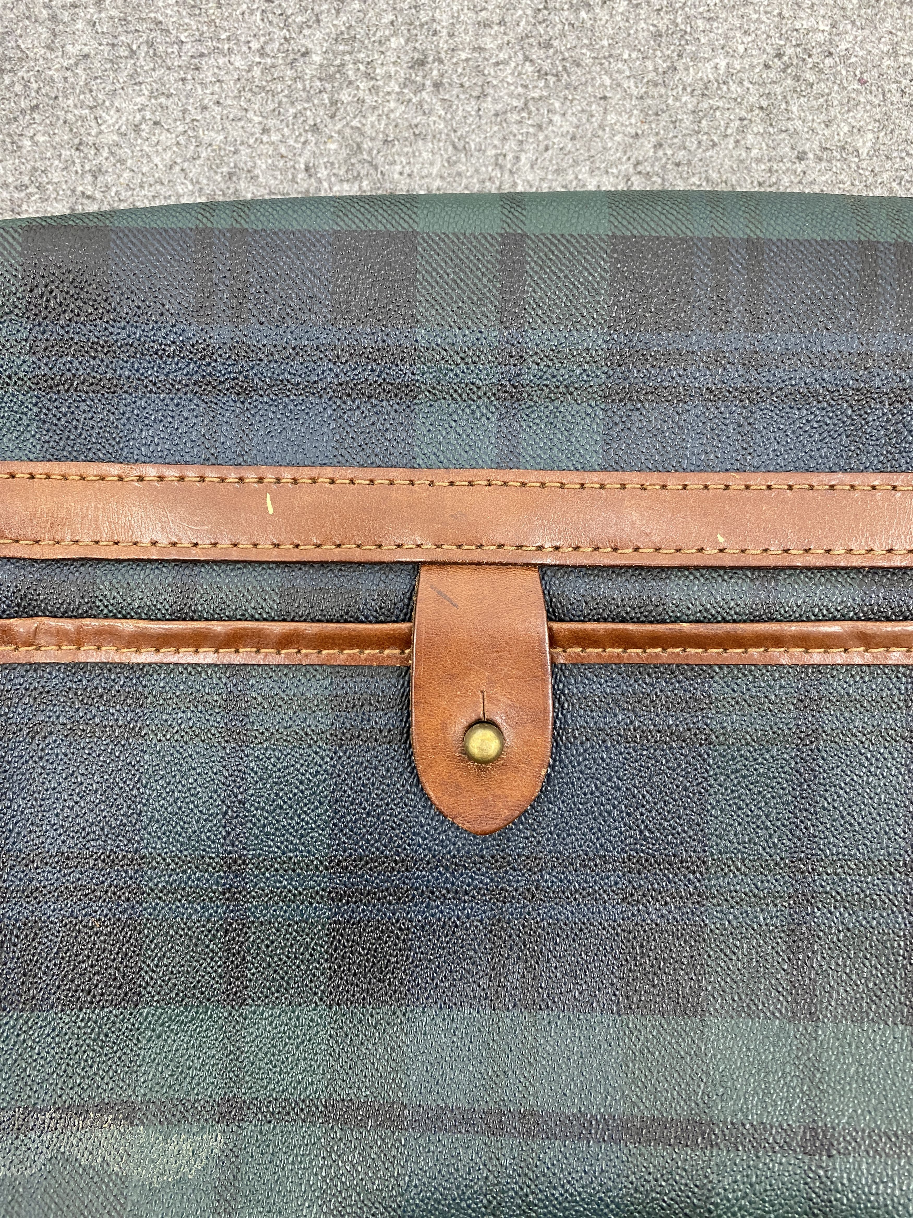 Polo Ralph Lauren × Vintage Vintage 90s Polo RL Plaid Blackwatch Leather Bag BG0108 Size ONE SIZE - 17 Thumbnail