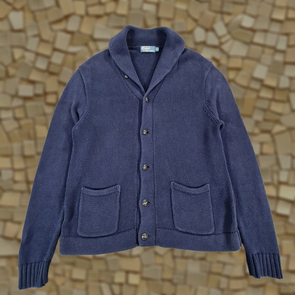 Polo Ralph Lauren Polo Ralph Lauren Cardigan Mens Navy Blue XL Shawl Neck Heavyweight Cotton Jumper Pockets Size US XL / EU 56 / 4 - 1 Thumbnail