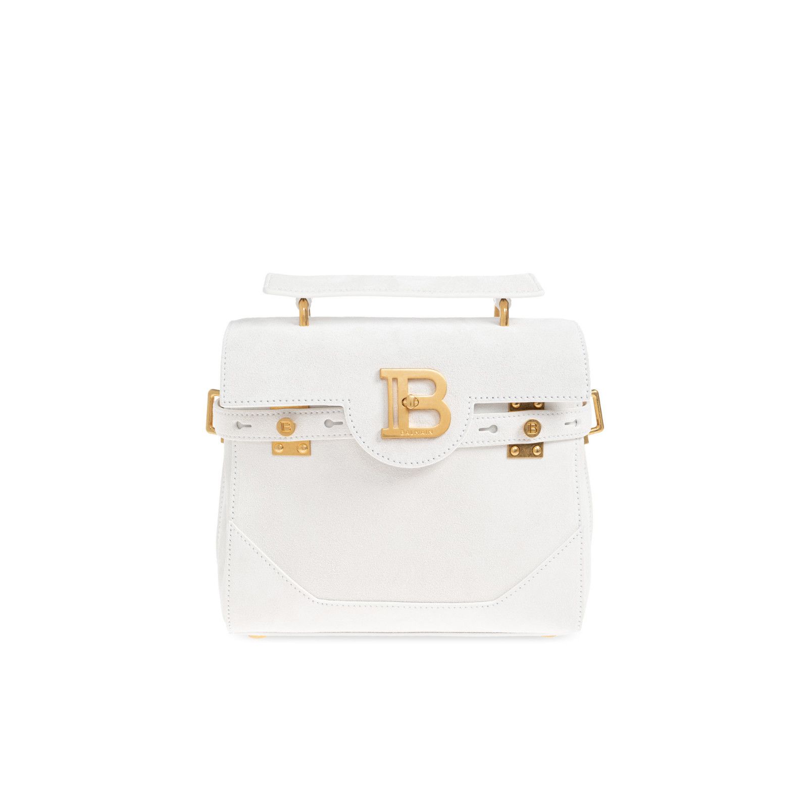 Balmain BALMAIN B-Buzz 23 White Suede Top Handle Bag New & Authentic Size ONE SIZE - 1 Thumbnail