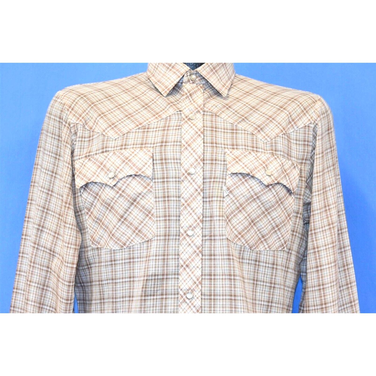 Chemise Wrangler pour hommes vintage, grande chemise western à carreaux
