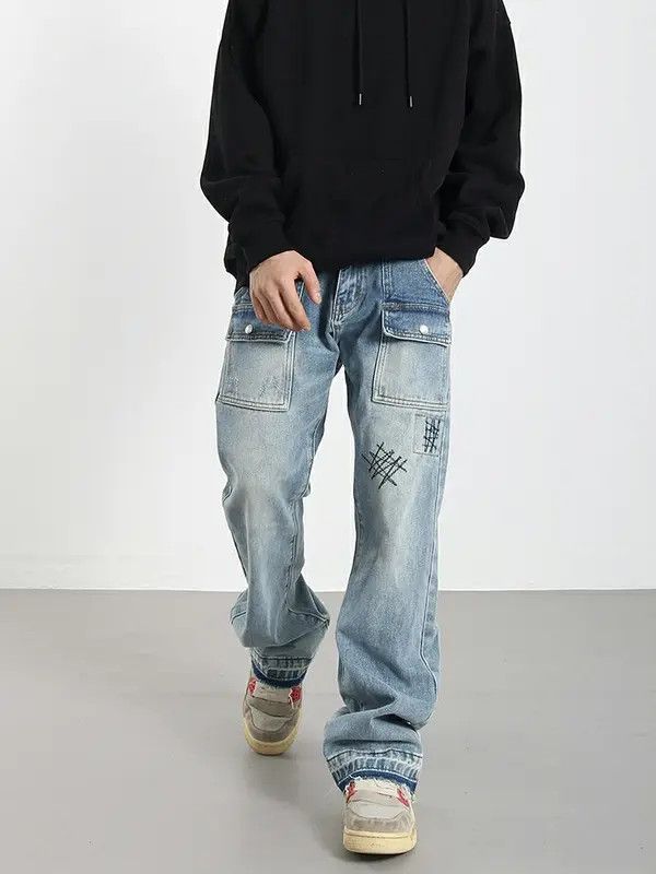 Jean VIBE washed faded flared hiphop cargo jeans Size US 32 / EU 48 - 3 Thumbnail