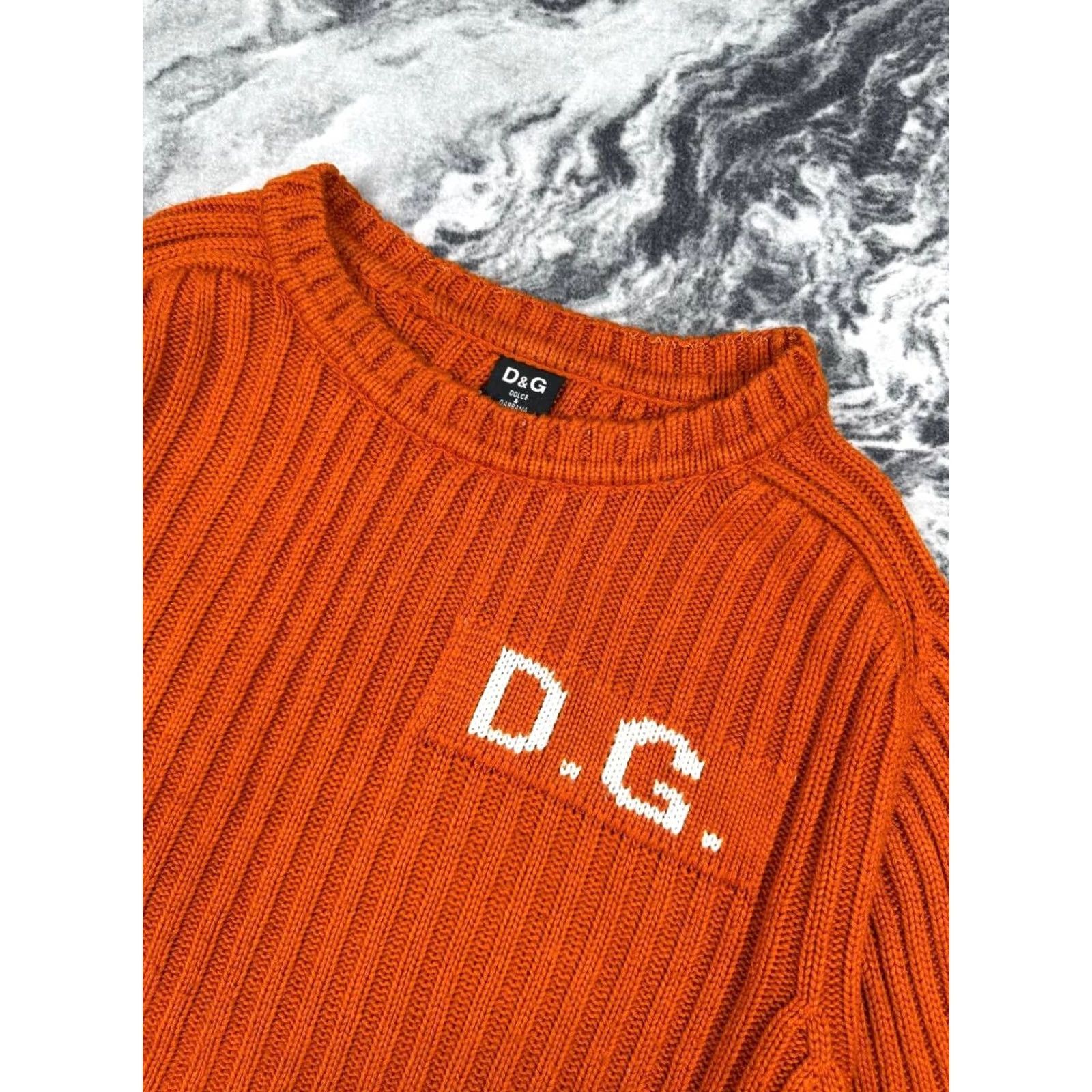 Dolce & Gabbana VINTAGE Dolce&Gabbana Knit Sweater Men 2XL Orange Pullover Long Sleeve Knit 00s Size US XXL / EU 58 / 5 - 2 Thumbnail