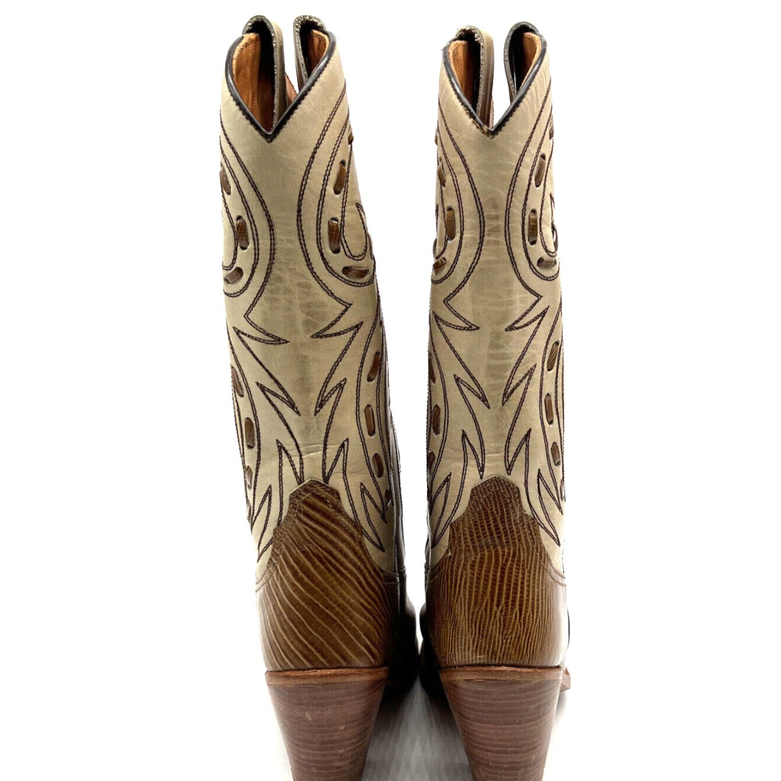 Valentino Rodolfo Valentino By Sancho Womens Boots 5.5 M Leather Western Cowgirl Cowboy Brown Embroidered Size US 6 / IT 36 - 6 Thumbnail