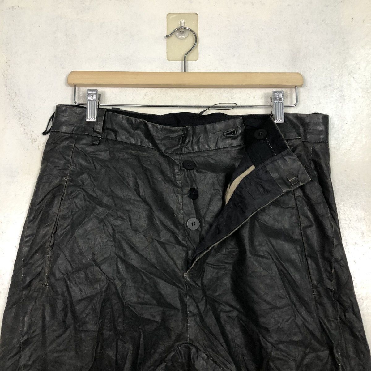 Japanese Brand Masnada Made in Italy Wax Biker Pants Parachute Bondage Size US 32 / EU 48 - 16 Thumbnail