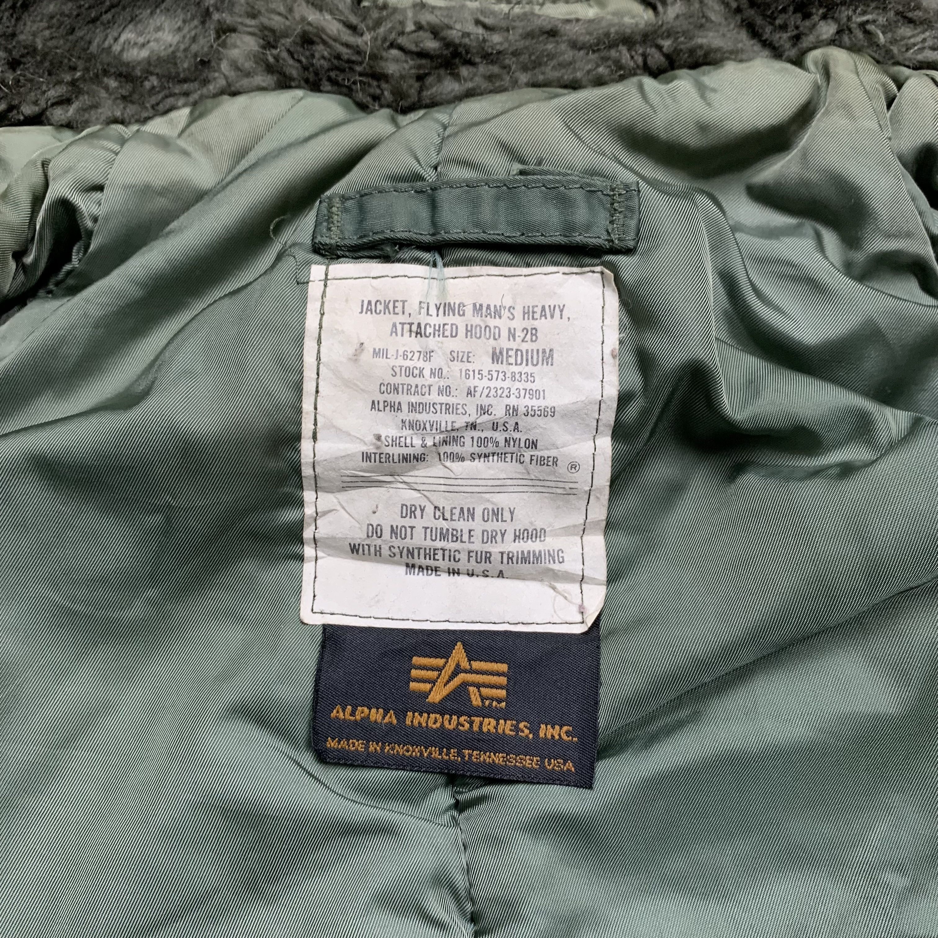 Vintage Alpha Industries N2B Faux Fur Bomber Jacket