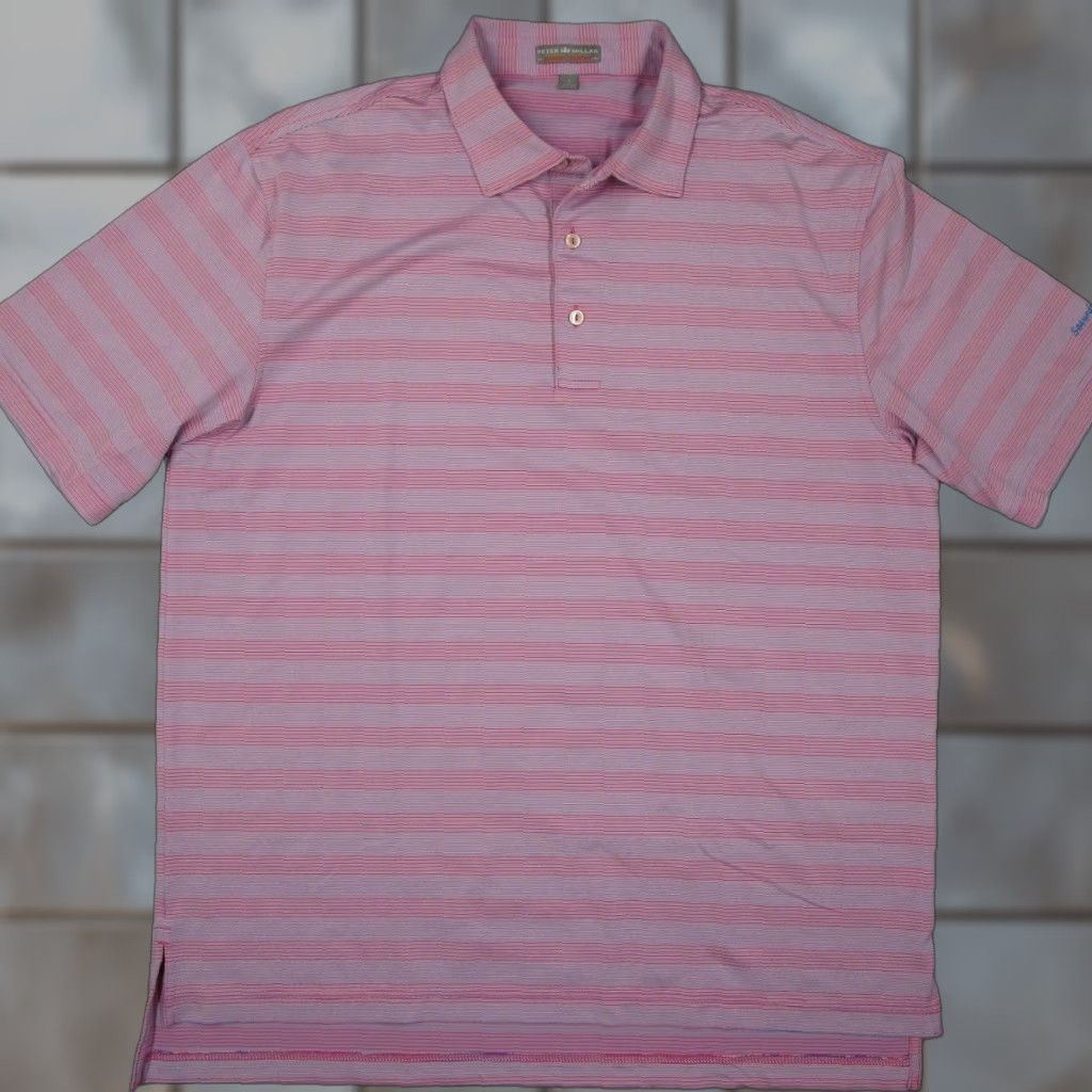 Peter Millar Peter Millar Summer Comfort Polo Shirt Mens Large Pink Blue Stripe MS14EK28S Size US L / EU 52-54 / 3 - 1 Thumbnail