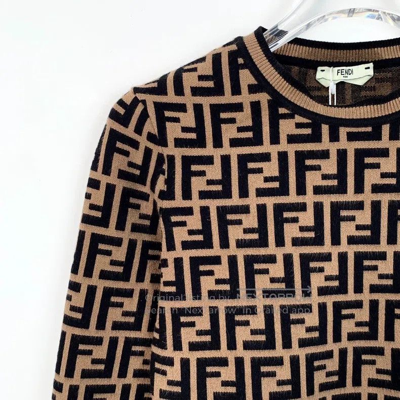 Fendi Fendi Brown Logo Letter Full Print Crewneck Long Sleeve Kn Size 4XL / US 24-26 - 3 Thumbnail