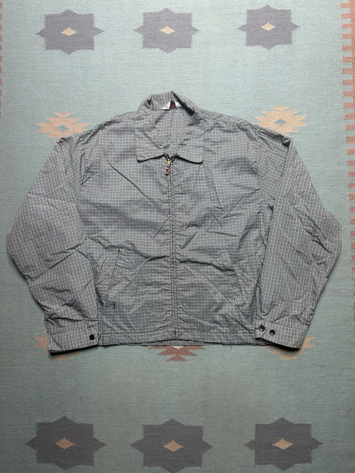 Vintage 1950s nylon rain jacket Penney’s plaid check black white XL Size US XL / EU 56 / 4 - 1 Thumbnail