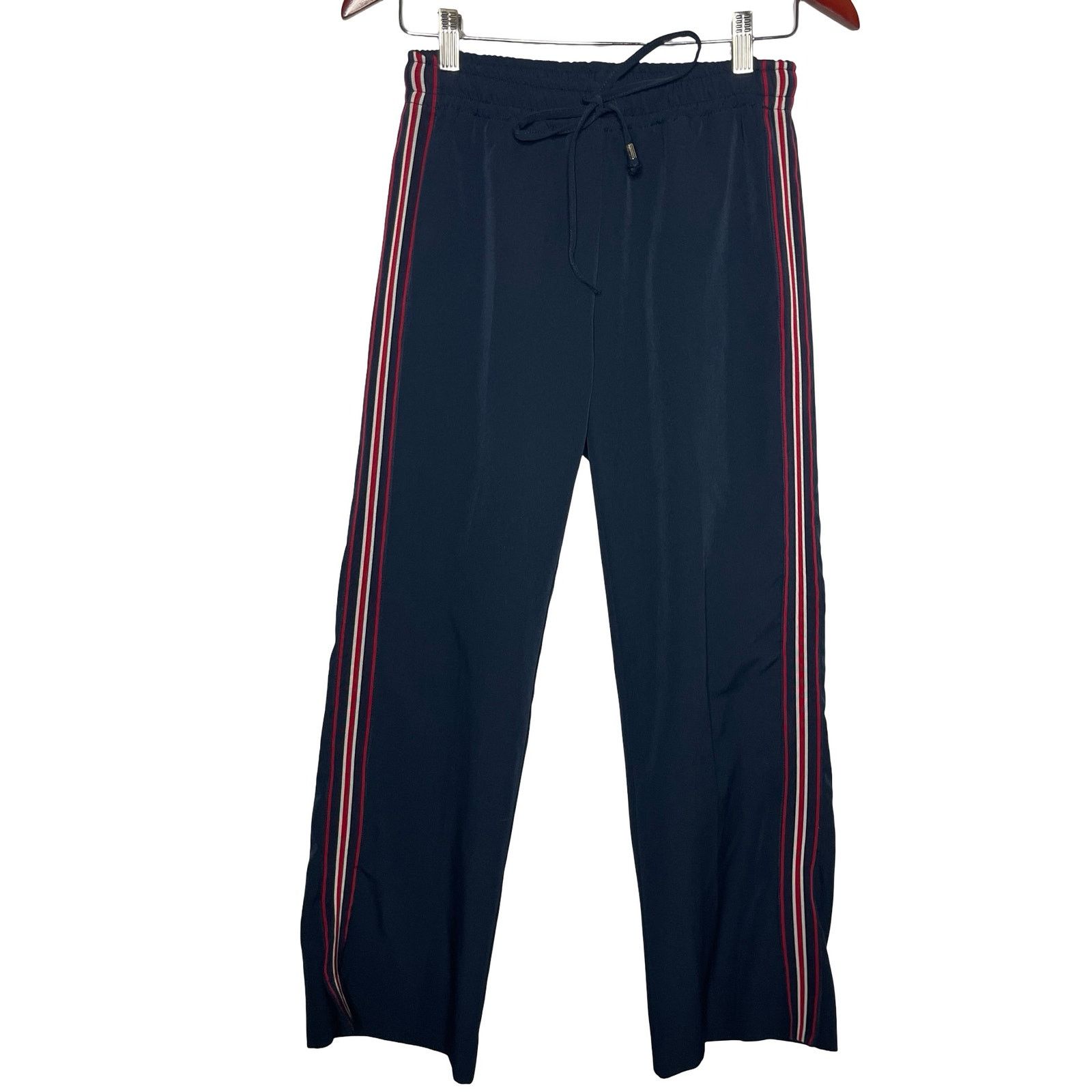 Ermanno Scervino Ermanno Scervino Navy Crepe Wide Leg Pull On waist Pants Size 28" / US 6 / IT 42 - 1 Thumbnail
