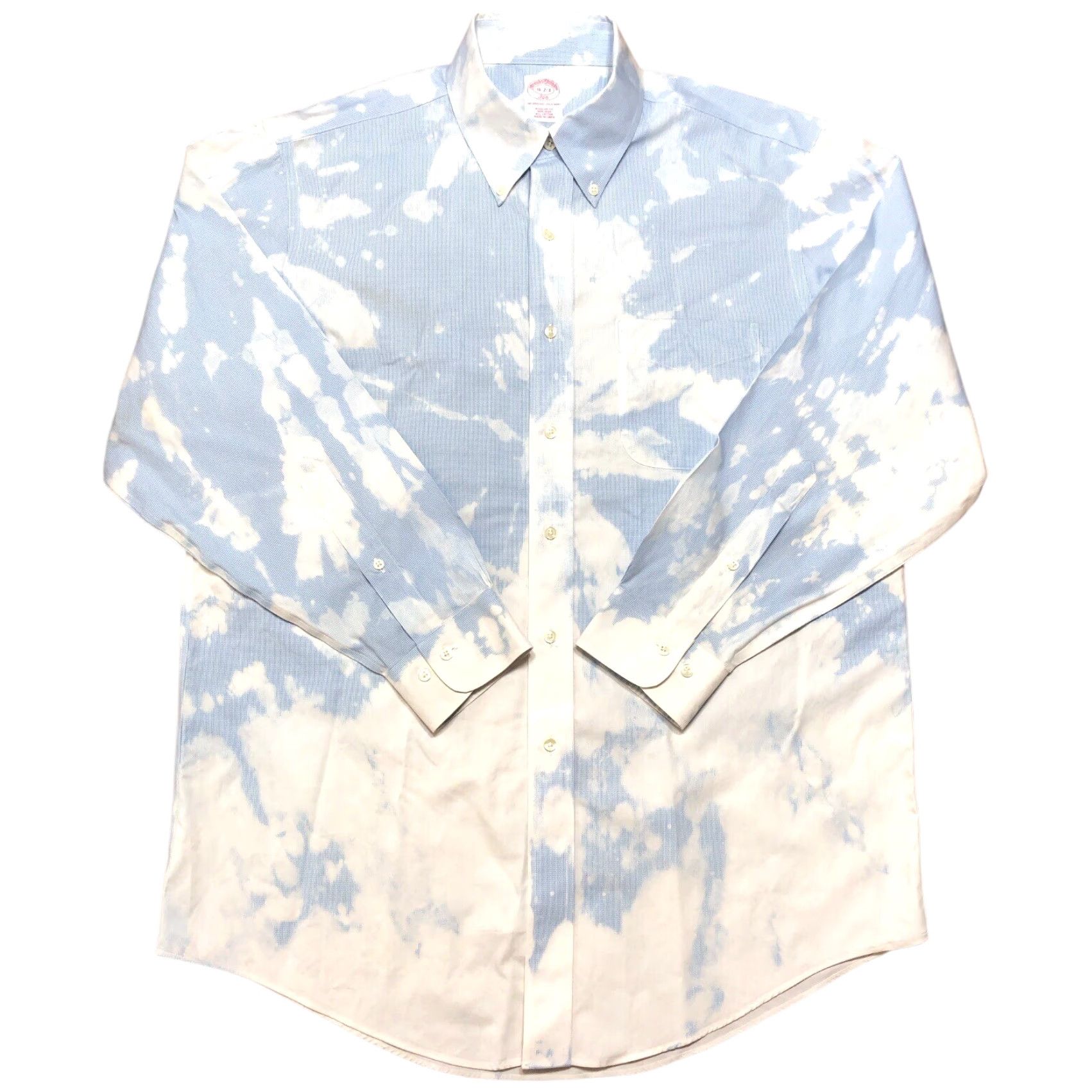 Brooks Brothers Brooks Brothers Tie Dye Dress Shirt Mens 16 2/3 Long Sleeve Blue White Checkered Size 46R - 2 Thumbnail