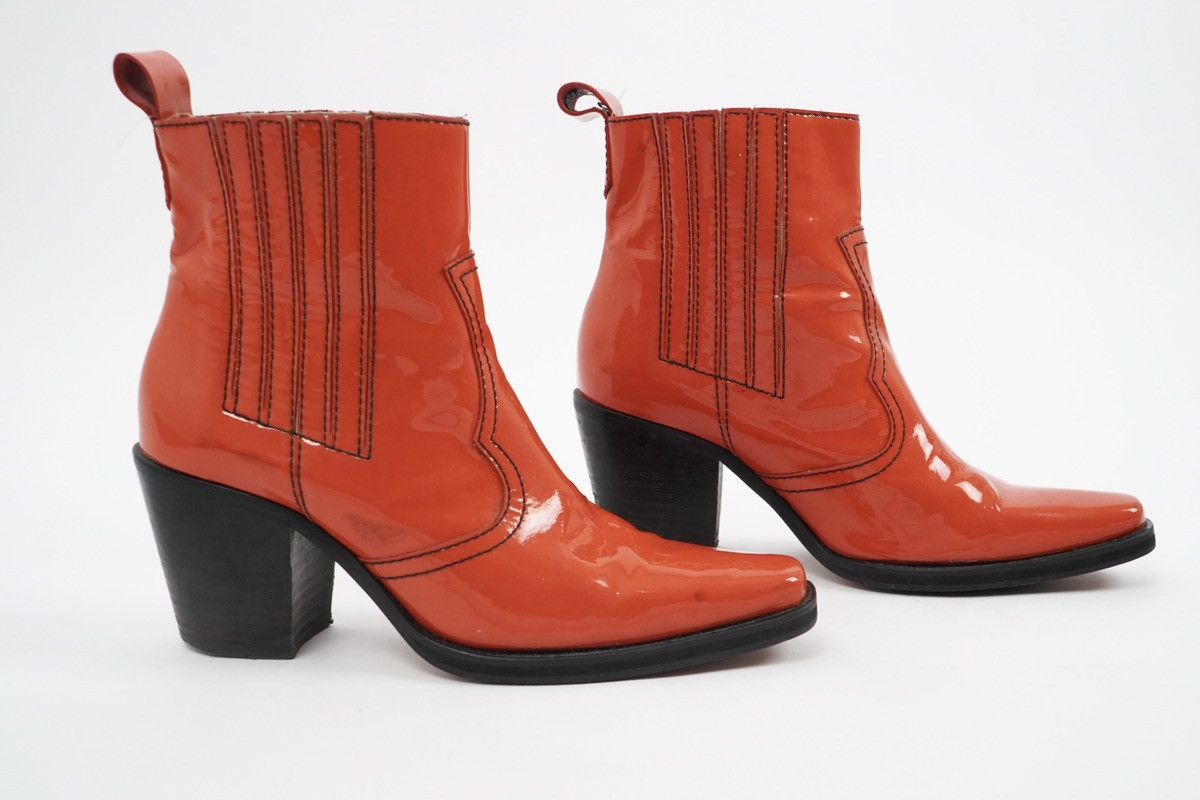 Ganni Ganni - Callie Patent Leather Ankle Boots Size US 5 / IT 35 - 8 Thumbnail