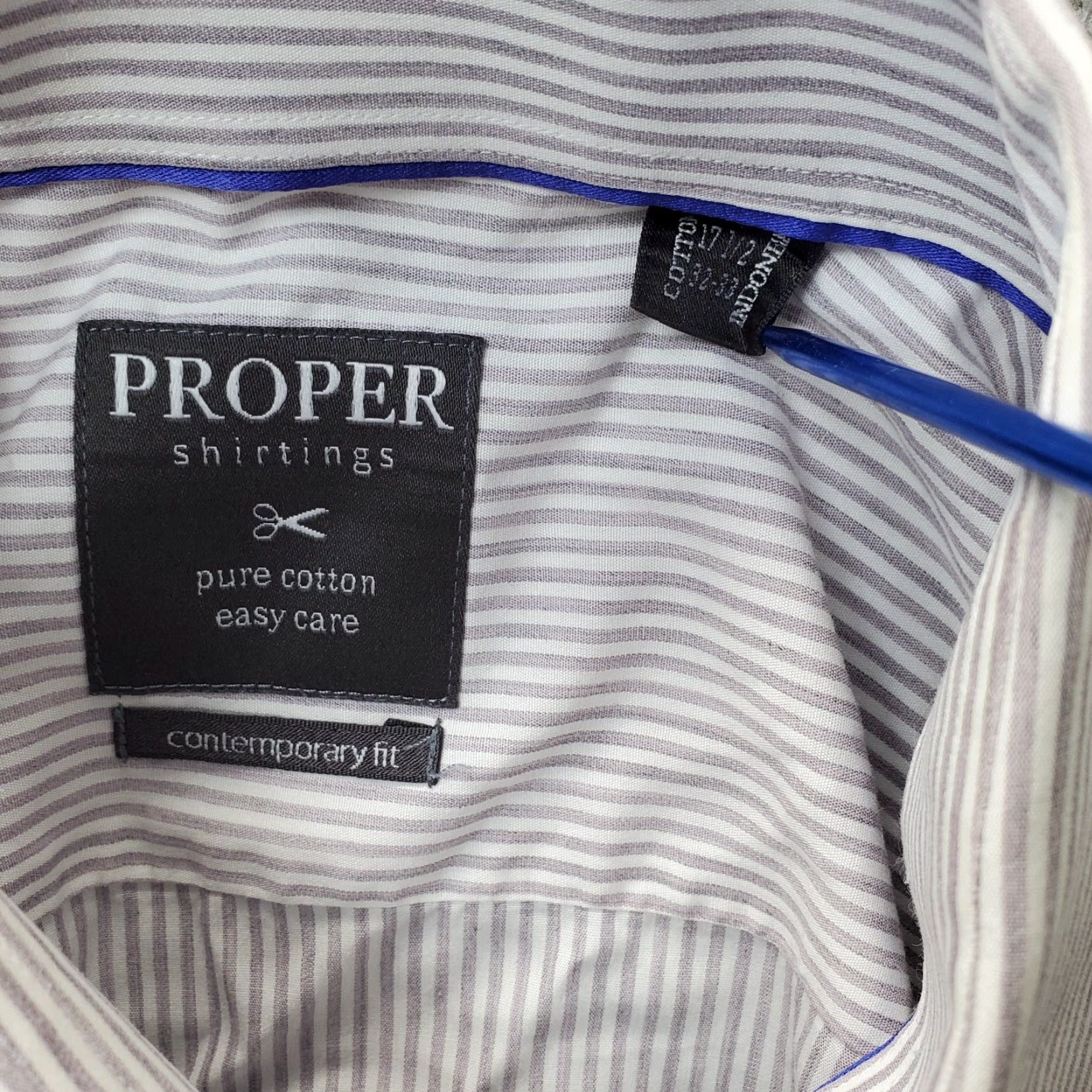 Propper PROPER Dress Shirt Men 17.5 Multi Easy Care Contemporary-Fit Button-Up Shirt Size 48R - 7 Thumbnail