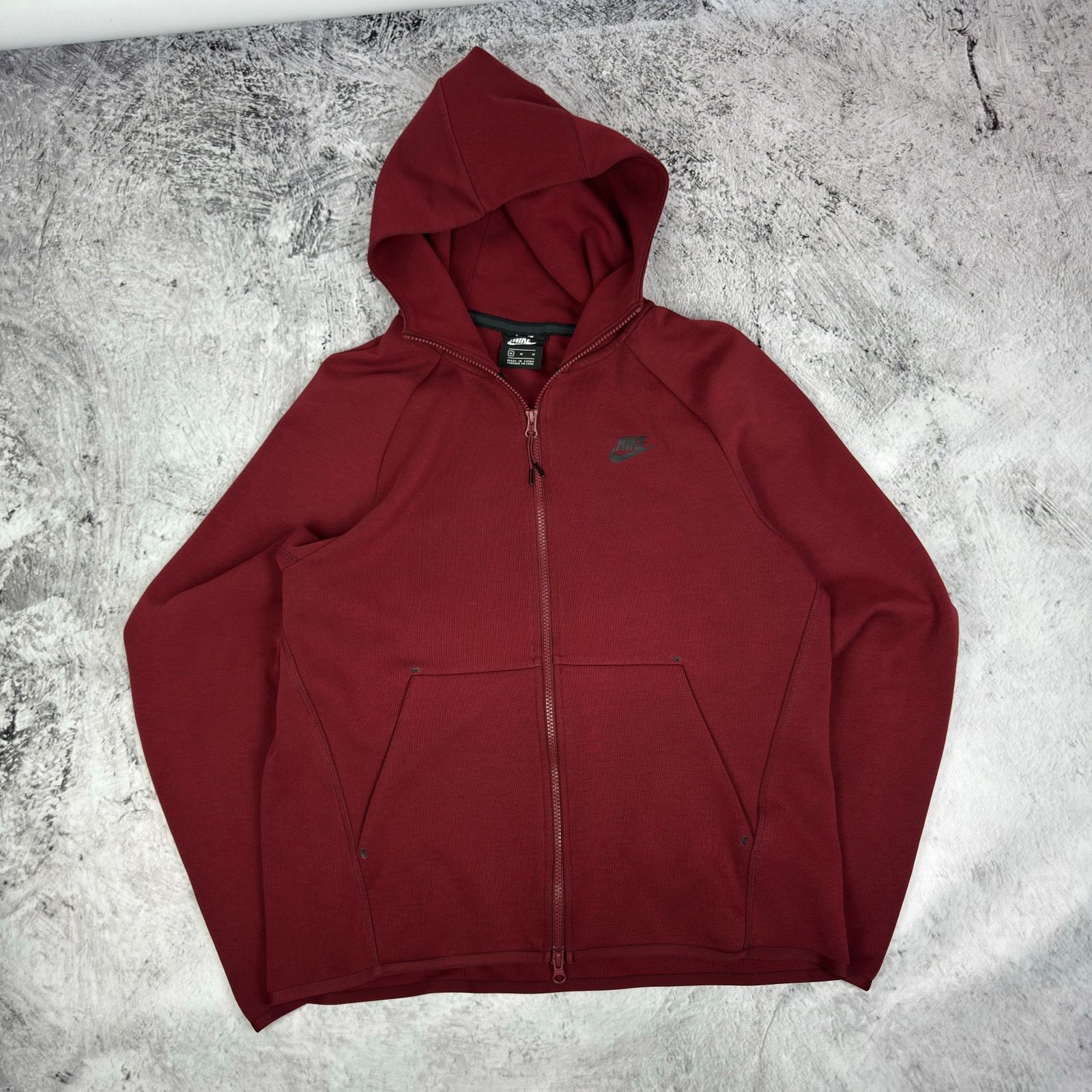 Nike Nike Tech Fleece Men's Red Cotton Spellout Full Zip Hoodie M Size US M / EU 48-50 / 2 - 1 Thumbnail