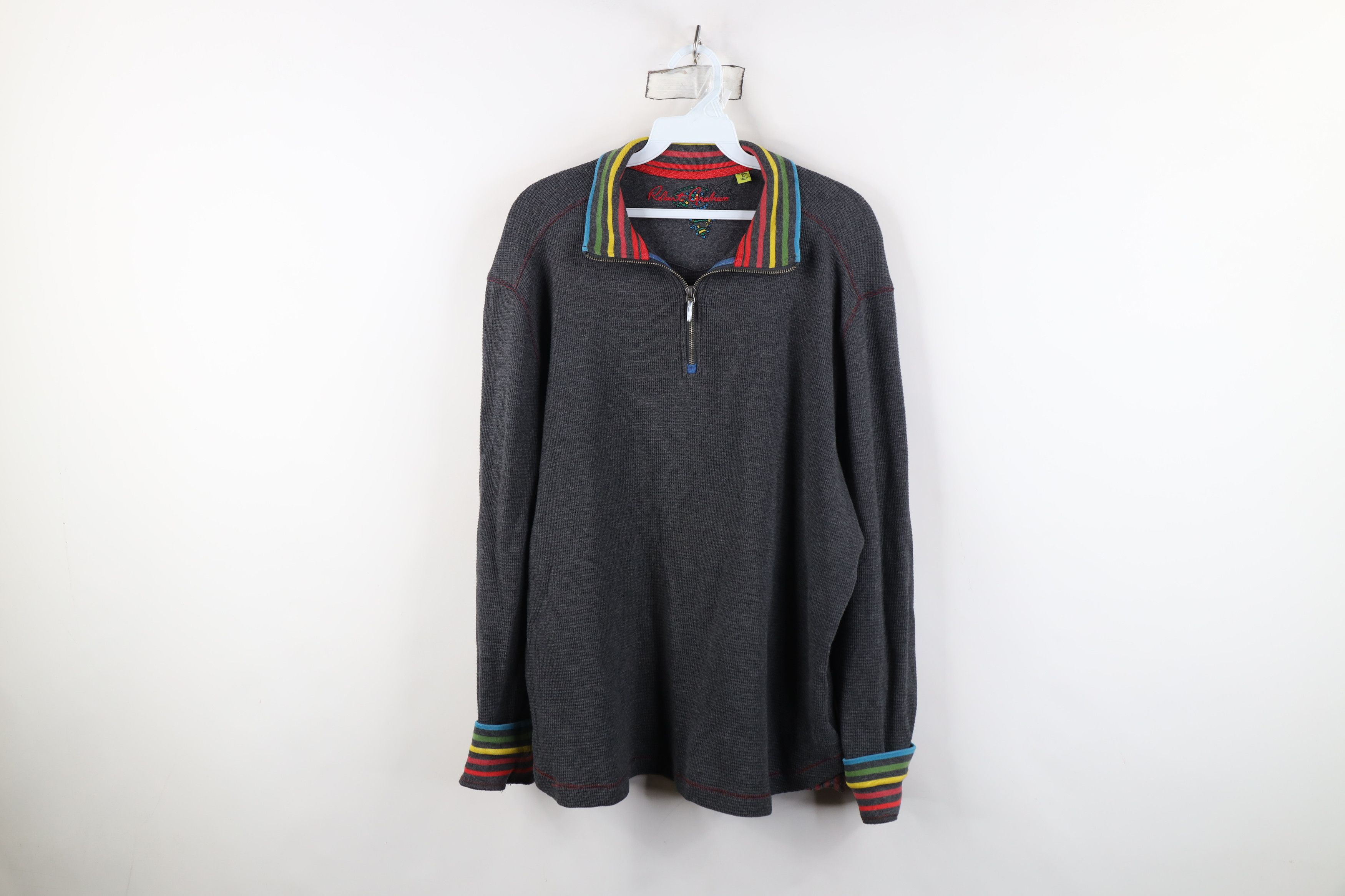 Robert Graham Robert Graham Thermal Waffle Knit Half Zip Pullover Sweater Size US L / EU 52-54 / 3 - 1 Thumbnail