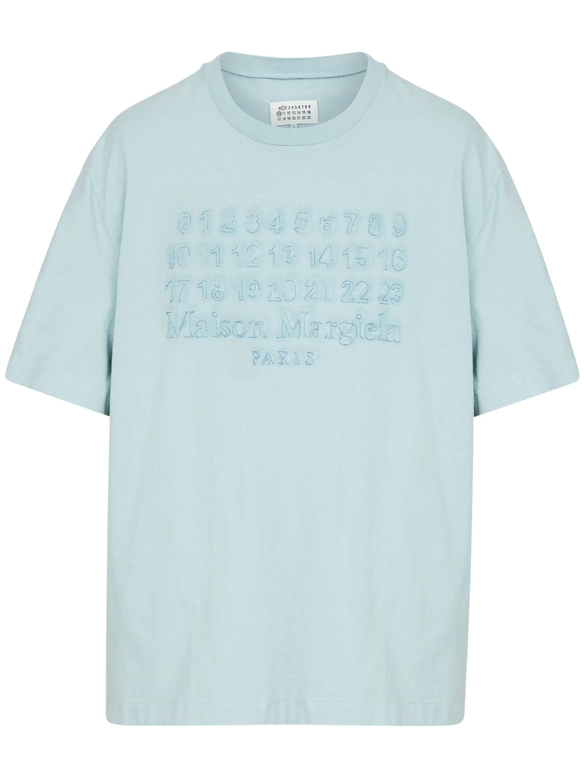 Maison Margiela o1w1db10226 Numbers Motif T-Shirt in Light Blue Size US S / EU 44-46 / 1 - 1 Thumbnail