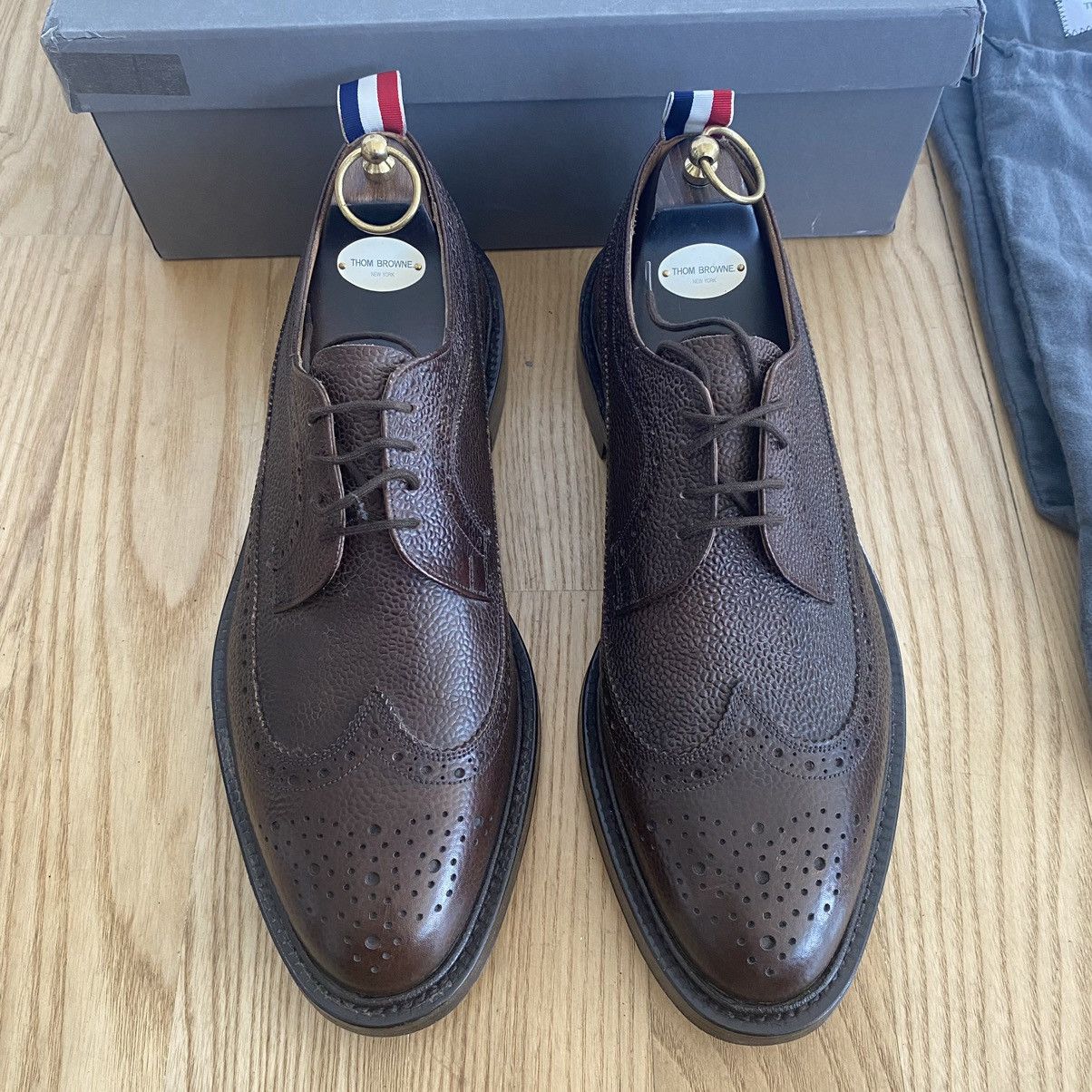 Thom Browne Thom Browne Brown Wingtip Grain Leather Dress Shoes Size US 12.5 / EU 45-46 - 3 Thumbnail