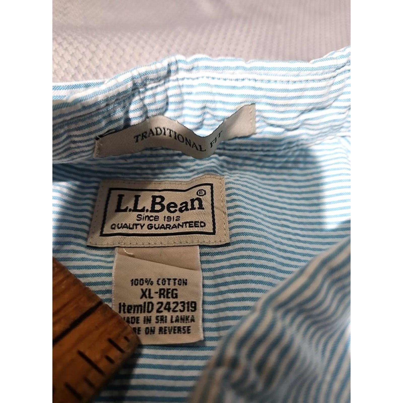 Vintage L.L. Bean Shirt Mens XL White Blue Railroad Stripe Seersucker Button Preppy Oxford Size US XL / EU 56 / 4 - 7 Thumbnail