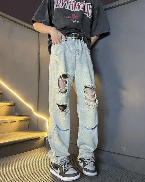 VIBE High street hip hop fake ripped coated baggy jeans Size US 34 / EU 50 - 5 Thumbnail