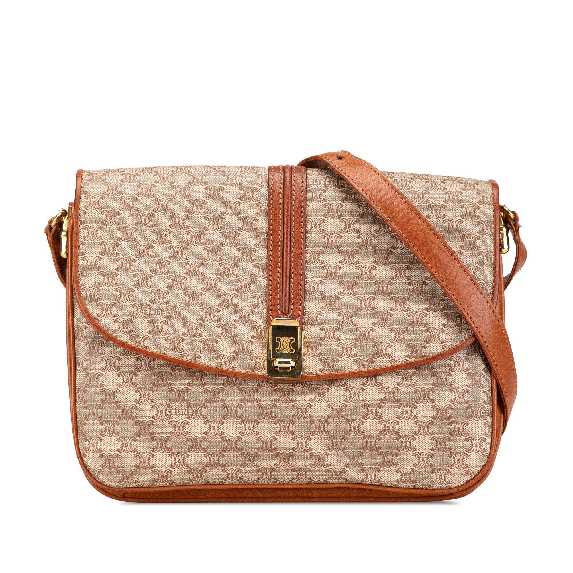 Celine Macadam Coated Canvas Crossbody Brown