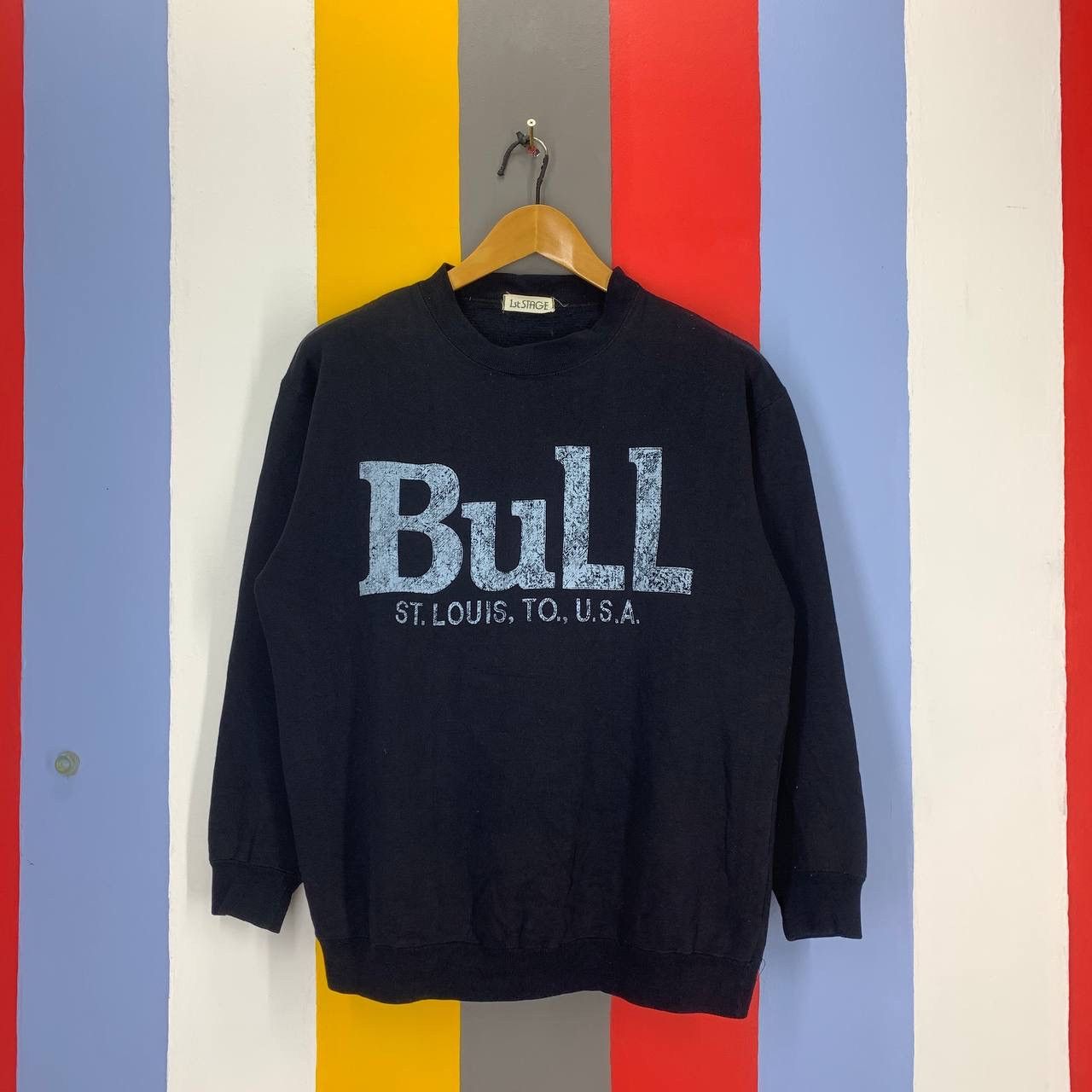 Japanese Brand BULL by 1ST STAGE Crew Neck Sweatshirt #2258/23 Size US M / EU 48-50 / 2 - 1 Thumbnail