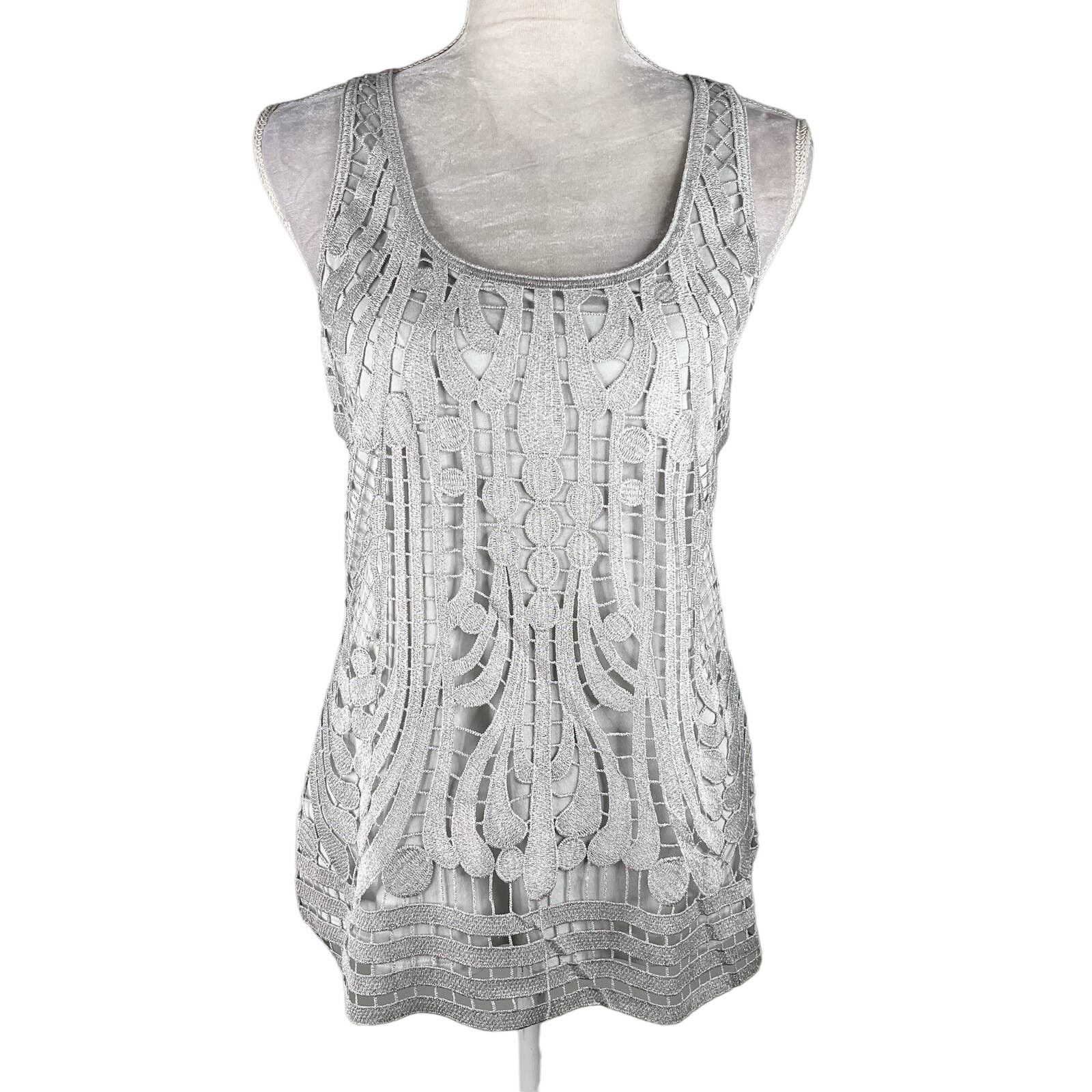 Express Express Womens Top Tank Blouse Crochet Gray Silver M New Size M / US 6-8 / IT 42-44 - 9 Thumbnail
