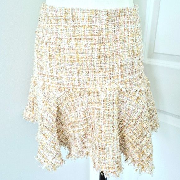 LPA 595 Tweed Ruffle Hem Skirt Fall Party Pastel Sexy Spring