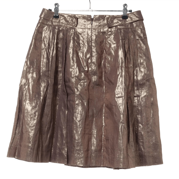 Dior Linen Skirt Brown x Metallic Gold Size 27" / US 4 / IT 40 - 2 Thumbnail