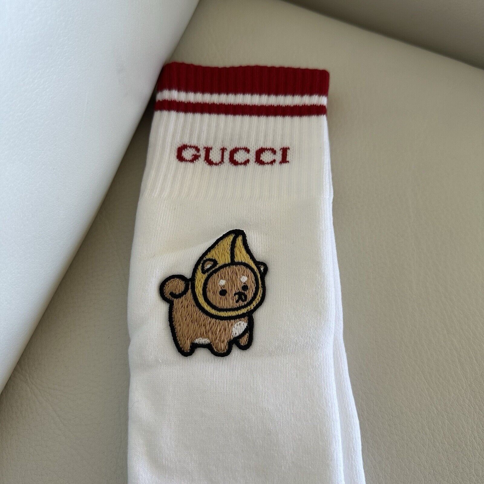 Gucci NEW GUCCI SOCKS WHITE RED Banana Pong Size L Size ONE SIZE - 5 Thumbnail