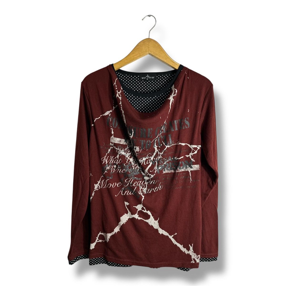 NOT ALONE POLKADOT DOUBLE LAYER POEM LONG SLEEVE TEE