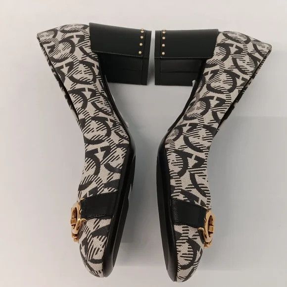 Salvatore Ferragamo Ferragamo Monochrome Canvas Garda Gancini Pumps- Size 6 Size US 6 / IT 36 - 6 Thumbnail