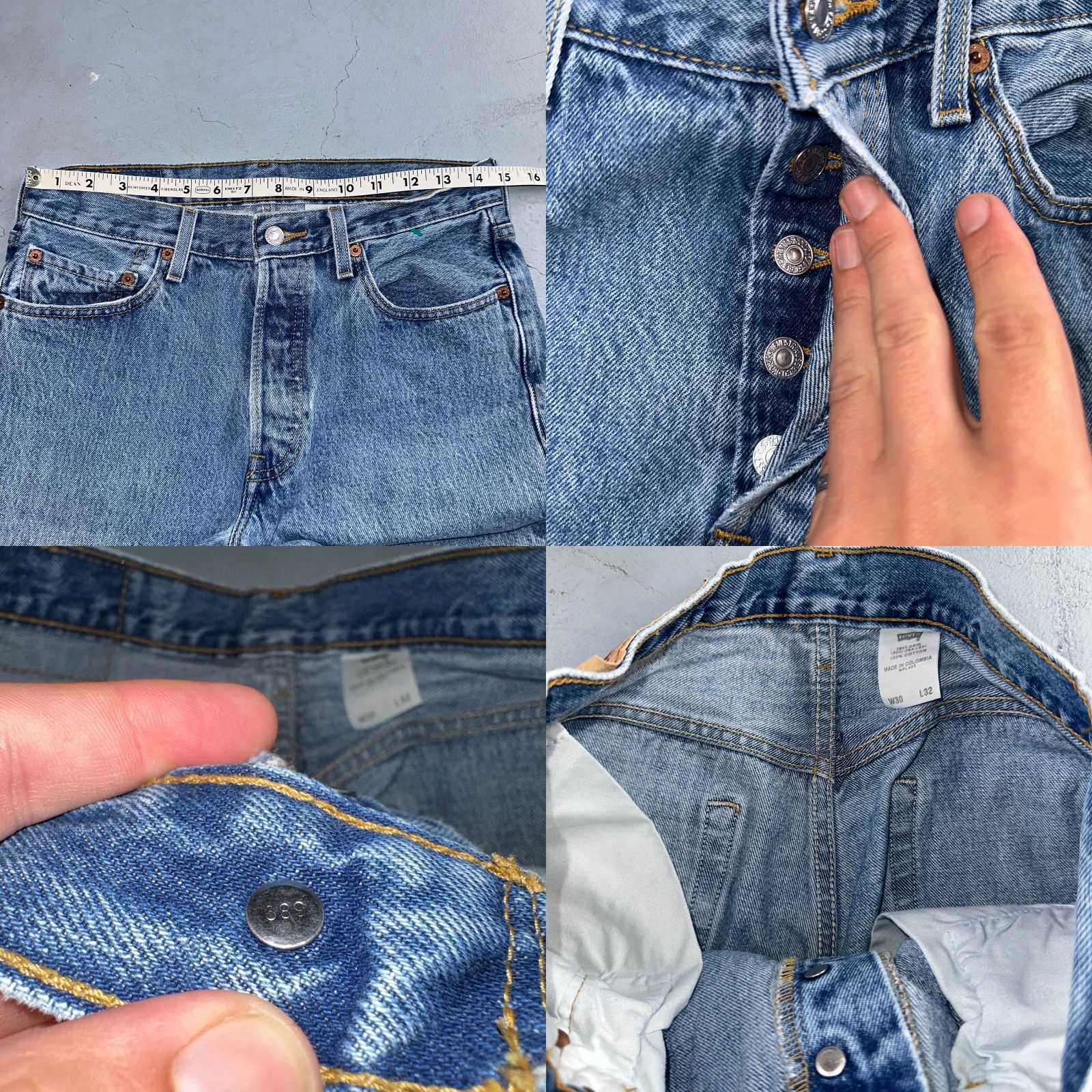 Levi's VINTAGE Levi's 501 Jeans Men Straight Leg 90s Light Wash Blue 30x32 Size US 30 / EU 46 - 8 Thumbnail
