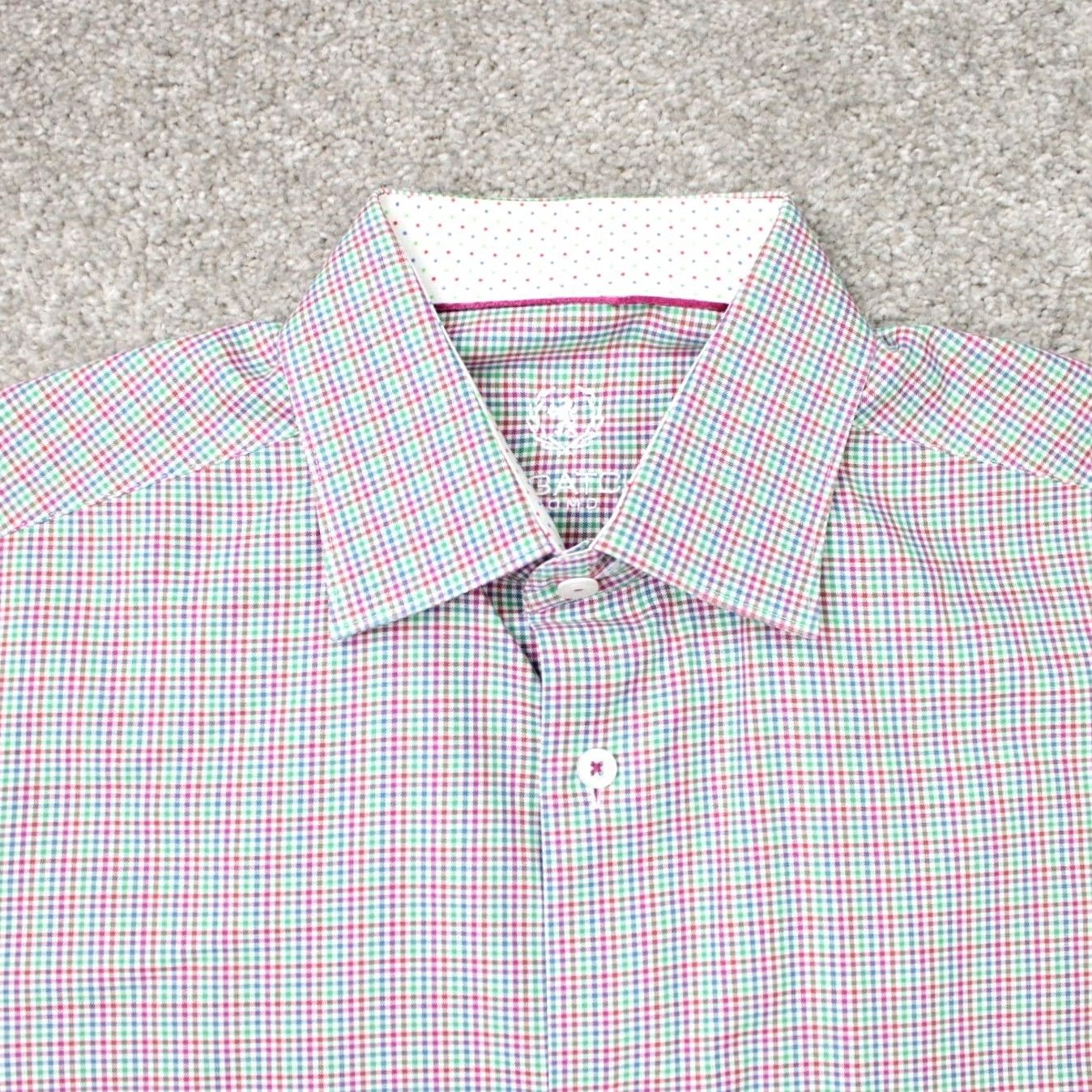 BUGATCHI Bugatchi Uomo Shirt Mens 15 1/2 32/33 Red/Green Flip Cuff Cotton Long Sleeve Dress Shirt Pattern Check Blue White Red Green Size US L / EU 52-54 / 3 - 4 Thumbnail