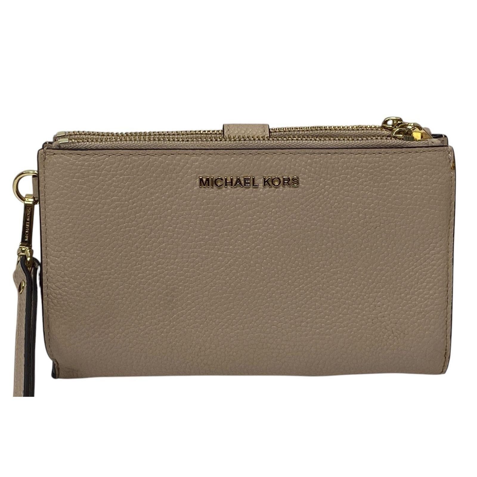 Michael Kors Michael Kors wallet double zip pebbled leather wristlet tan Size ONE SIZE - 3 Thumbnail