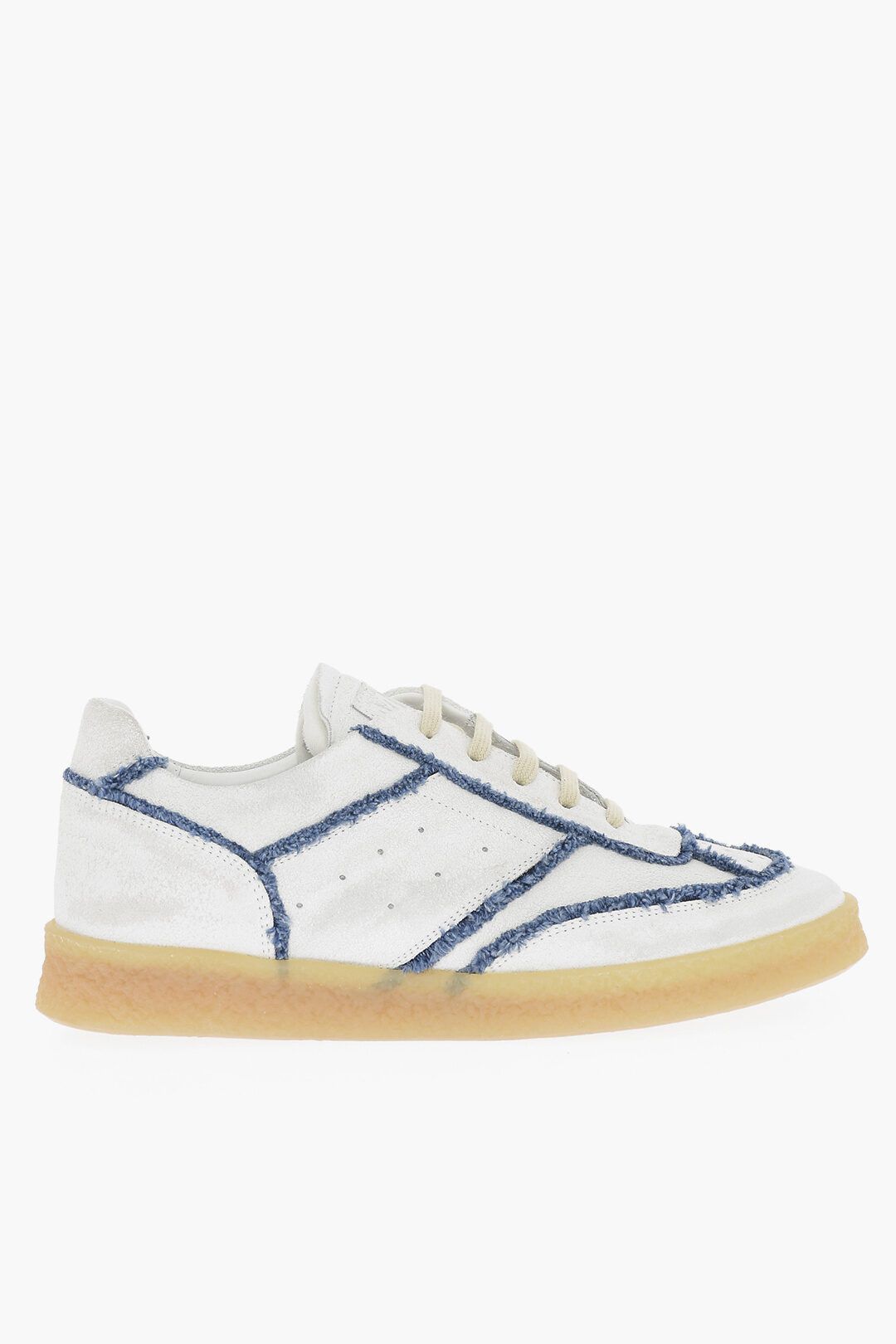 image of Maison Margiela Og1Mm0424 Mm6 Suede Low-Top Sneakers In White, Men's (Size 8)