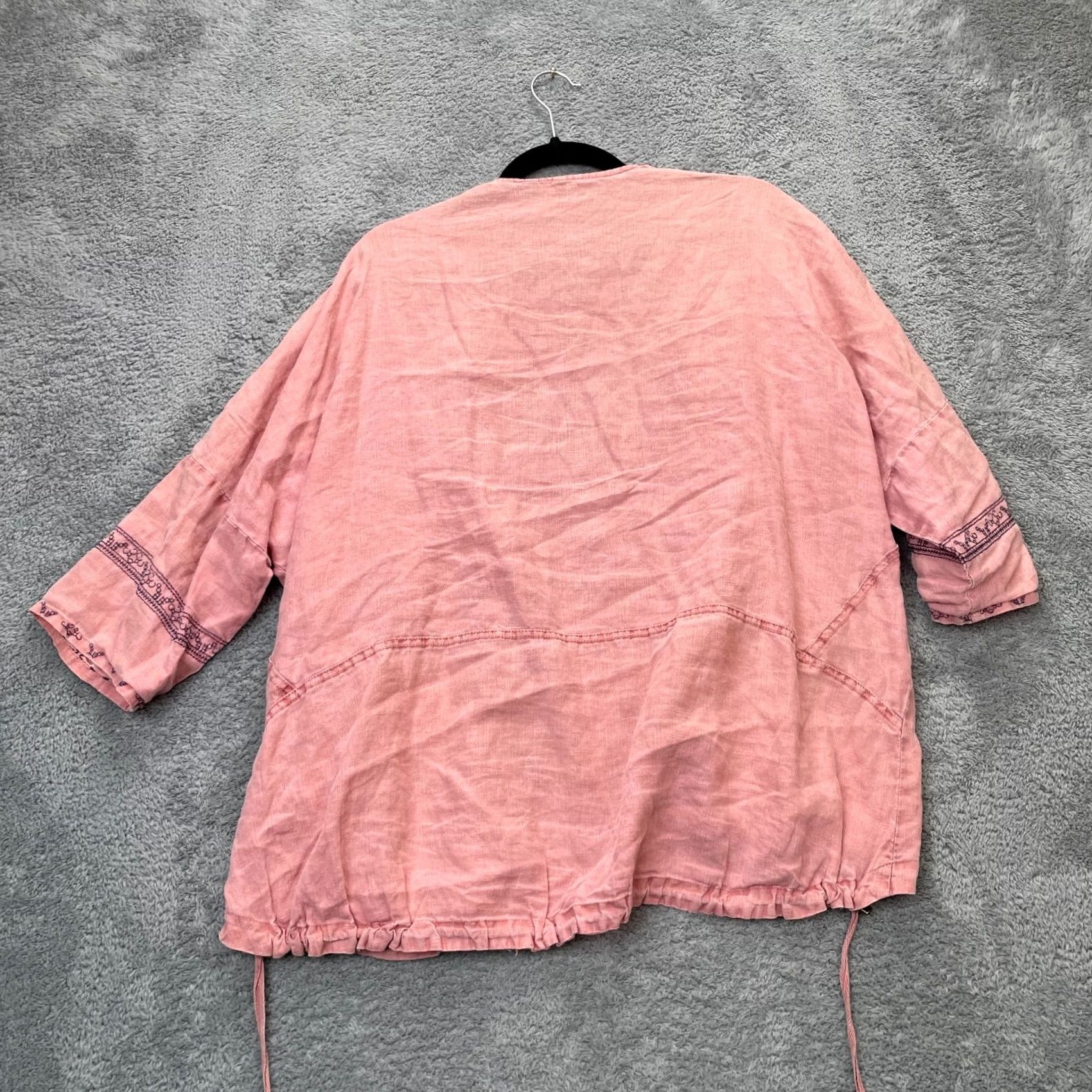 Pinko VINTAGE XCVI Jacket Womens L Pink Linen Embroidered Boho City Basic Short 3/4 Sleeve Seasonal Indoor/outdoor Size L / US 10 / IT 46 - 2 Thumbnail