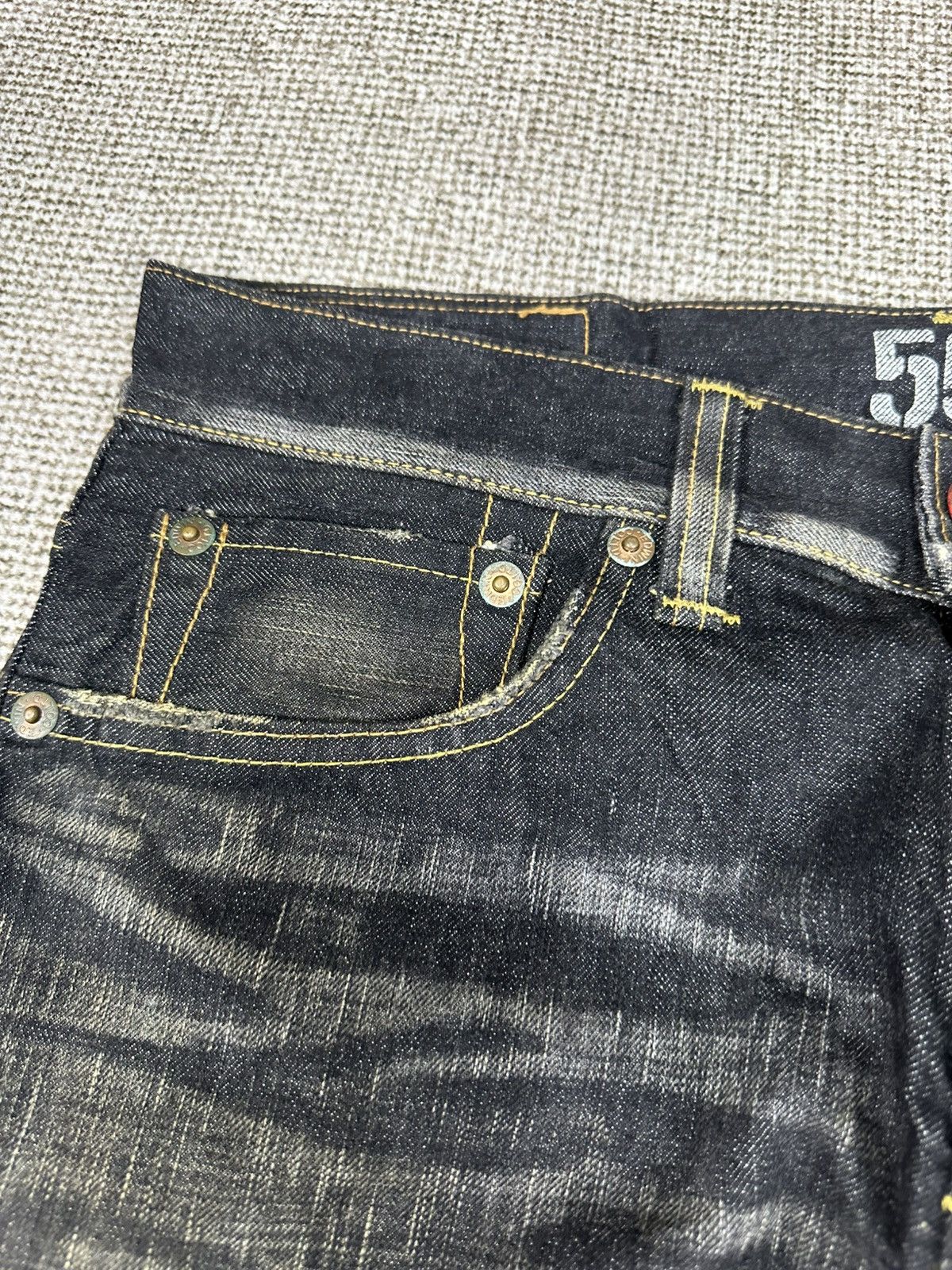 Edwin Vintage Edwin 503 Blue Trip Black Denim 33x34 D775 Size US 33 - 12 Thumbnail