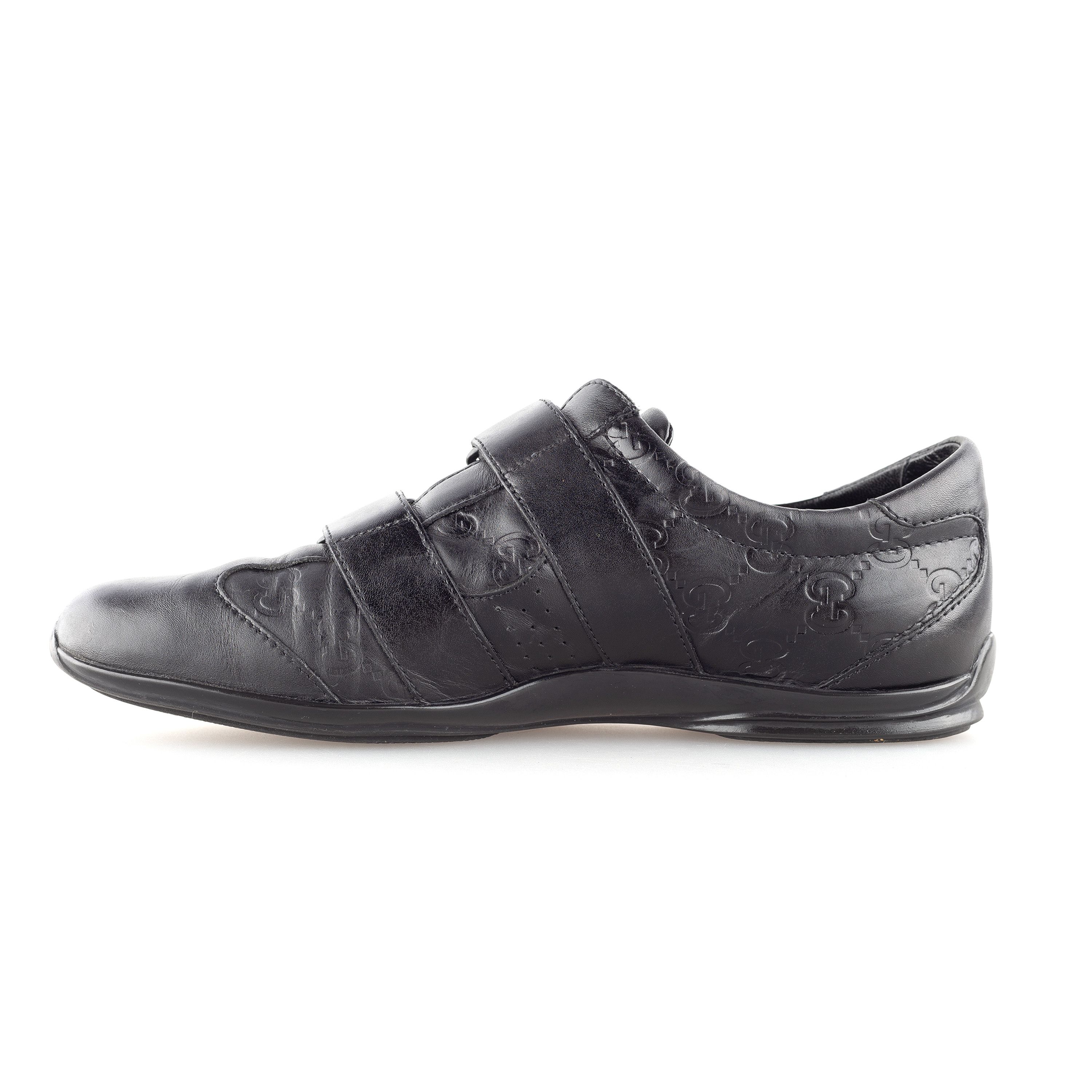 Gucci Gucci Black GG Leather Monogram Velcro Sneakers (EU 37,5) Size US 5.5 / EU 38 - 6 Thumbnail