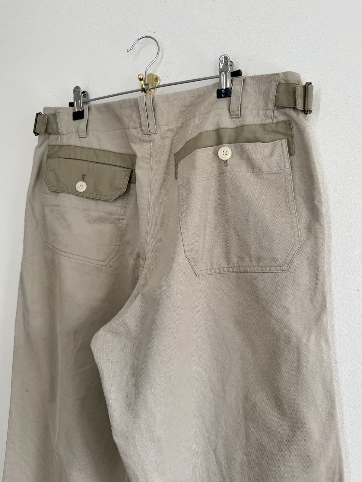 Nicholas Daley Nicholas Daley Beige Pleated Workwear Trousers w/ Belt Tabs Size US 34 / EU 50 - 6 Thumbnail