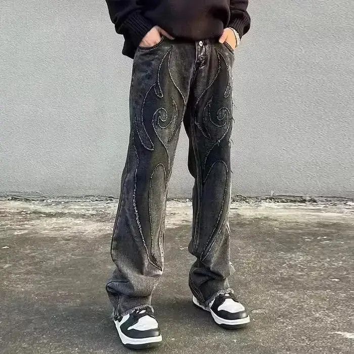 Japanese Brand Black Patchwork Skulls Embroidery Casual Denim Pants Size US 30 / EU 46 - 5 Thumbnail