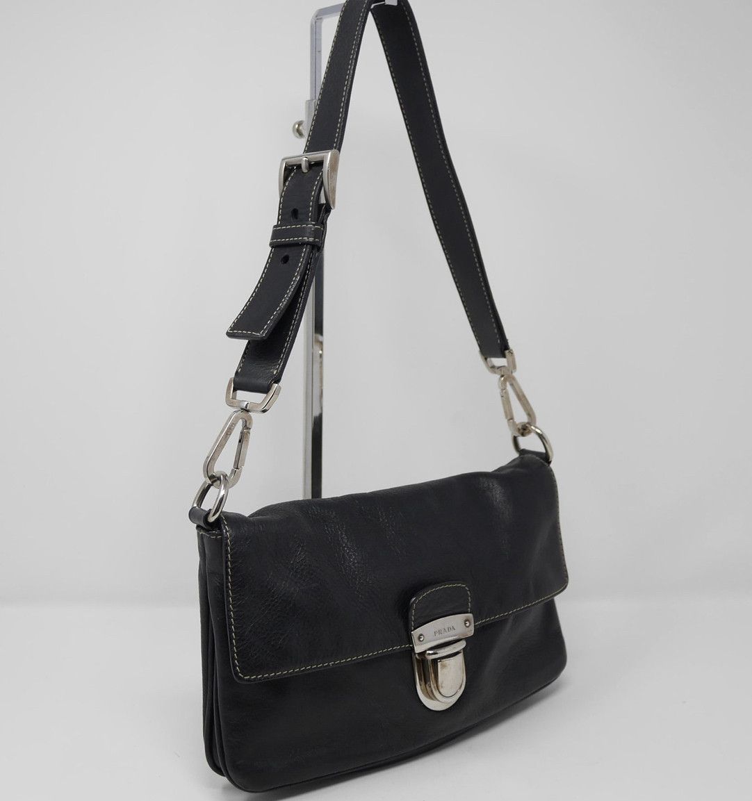 Authentic Prada Glace Calf Leather Shoulder