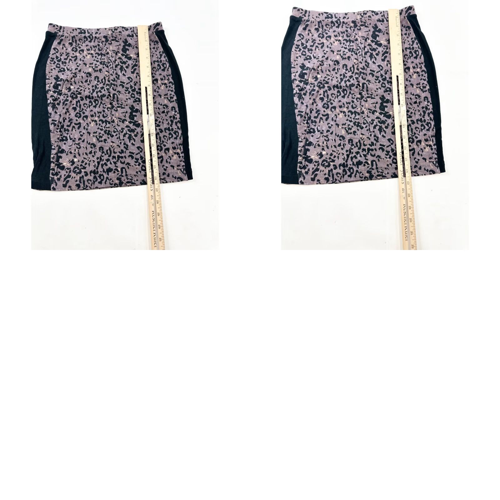 Vintage Trouve Skirt Womens XS Purple & Black Leopard Print Elastic Waist Short Straight Pencil Size 26" / US 2 / IT 38 - 8 Thumbnail