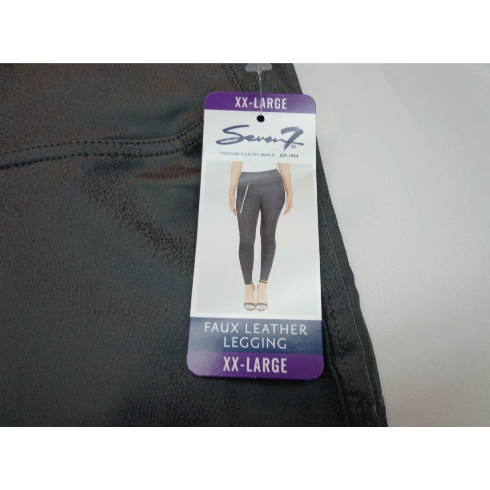 Vintage SEVEN7 FAUX LEATHER LEGGINGS GUNMETAL GRAY 2XL NEW DEFECTS WOMEN Leggings Size 40" / US 18 - 2 Thumbnail