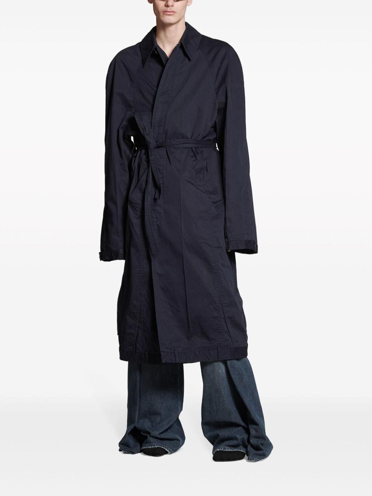 Balenciaga o1y1224 Deconstructed Cotton Coat in Midnight Blue Size US XXS / EU 40 - 4 Thumbnail