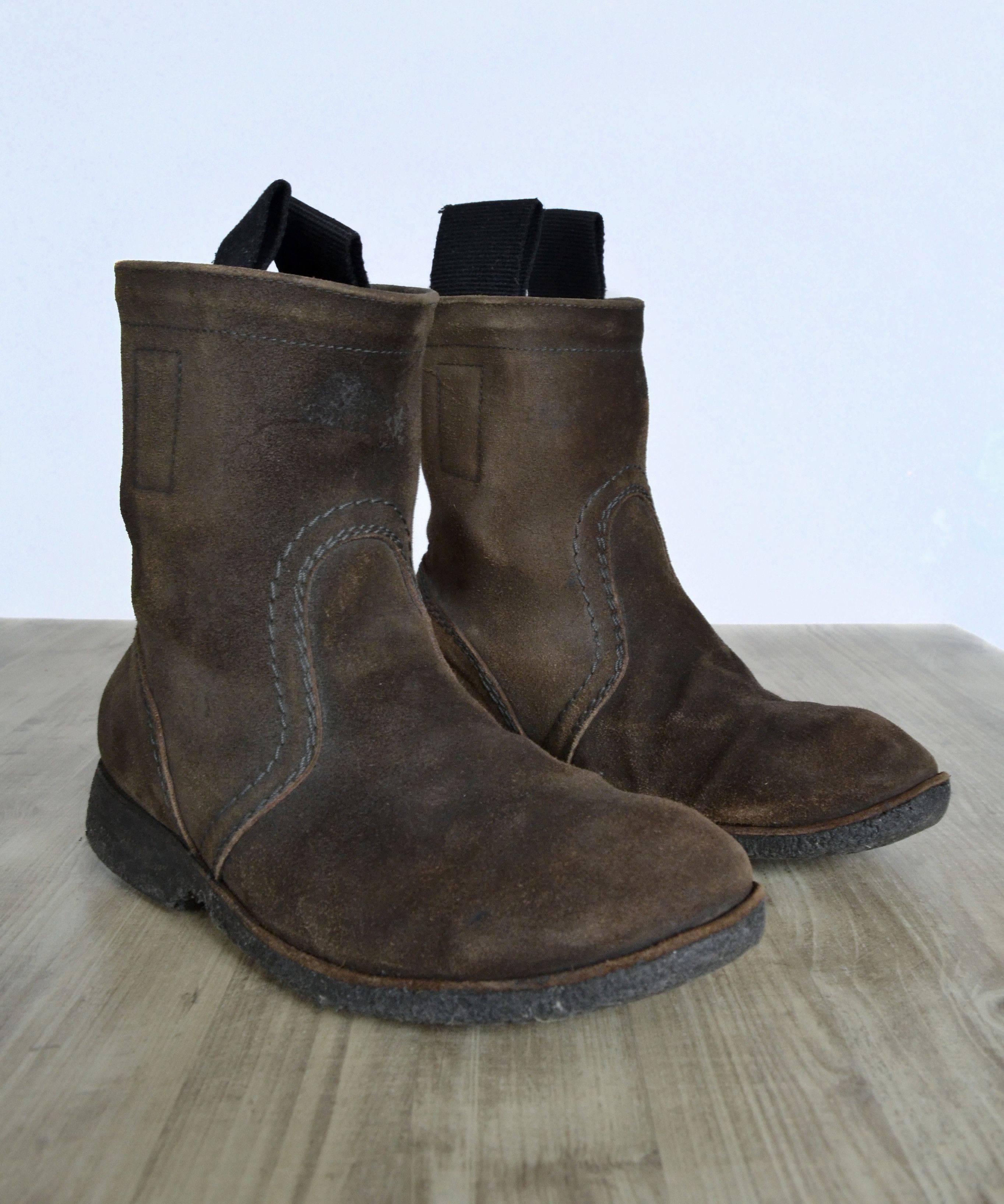 Rick Owens Boots Suede Brown Shoes Leather Creeper Vintag, Men's (Size 7)