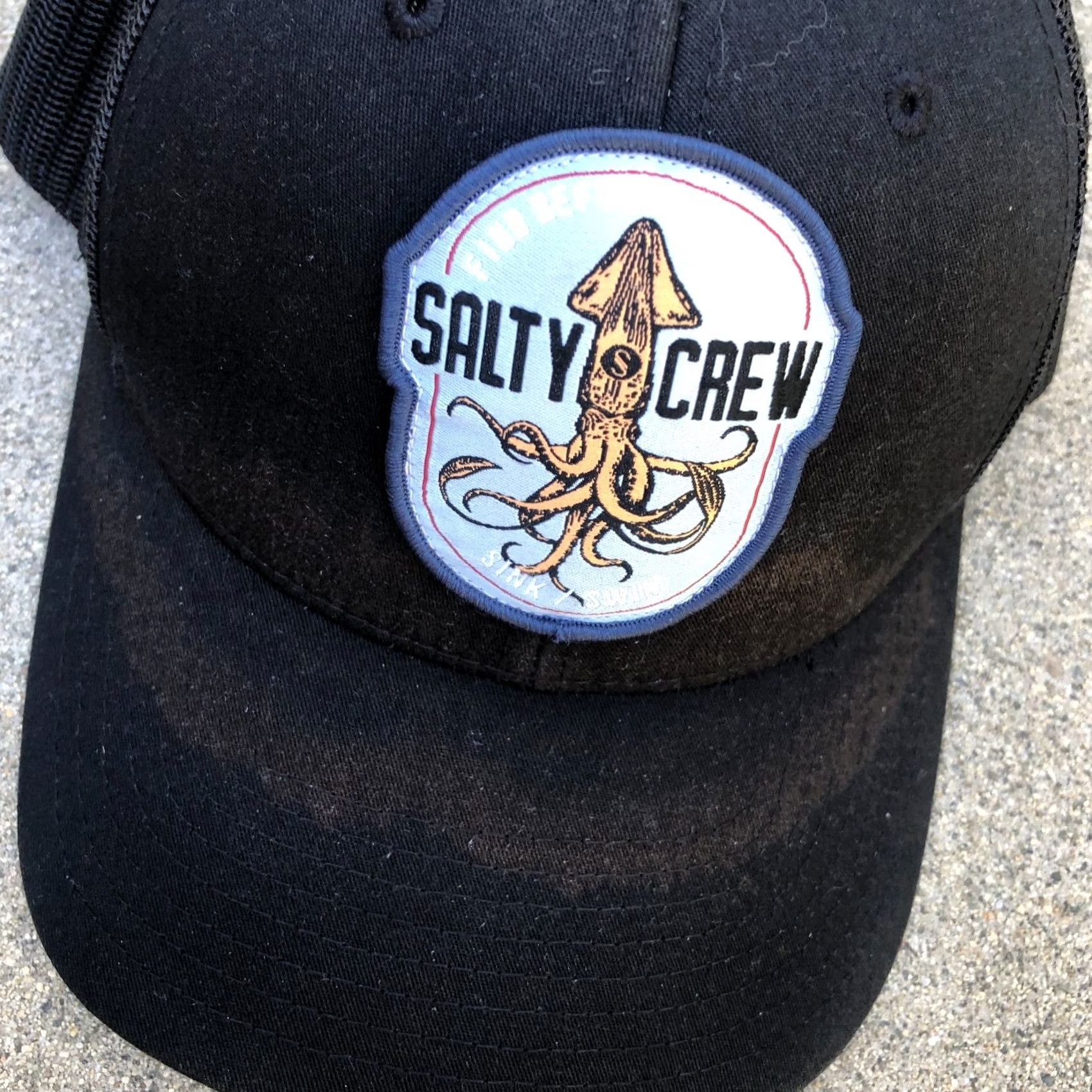 Vintage Salty Crew Trucker Hat Men's One Size Black Snapback Adjustable Cap Squid Size ONE SIZE - 2 Thumbnail