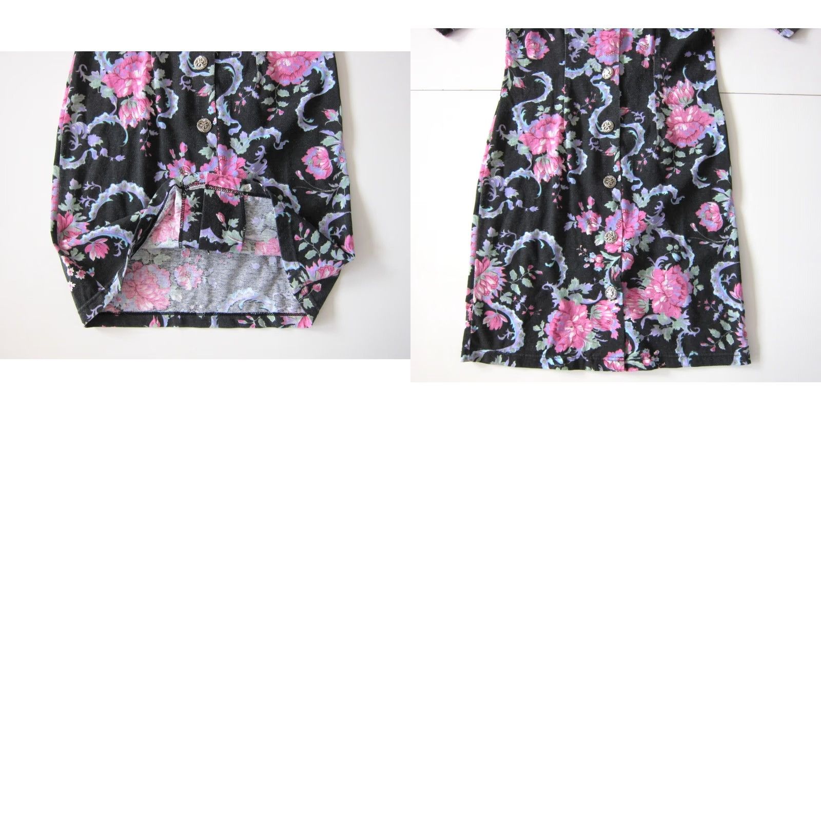 Pinko VINTAGE Jenifer V. Black Pink Green Floral Button Down Shift A-Line Dress Medium Size M / US 6-8 / IT 42-44 - 8 Thumbnail