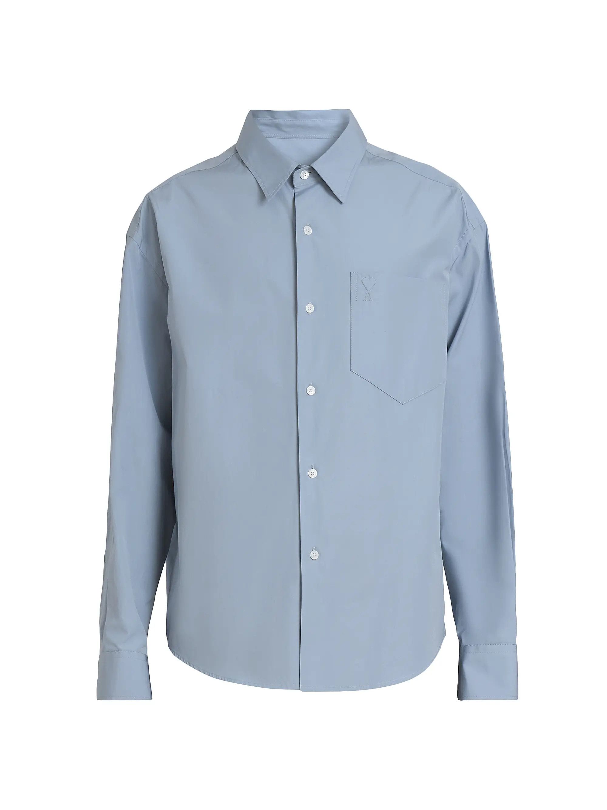 AMI os11x0226 Embossed Ami De Coeur Boxy Shirt in Blue Size US L / EU 52-54 / 3 - 1 Thumbnail