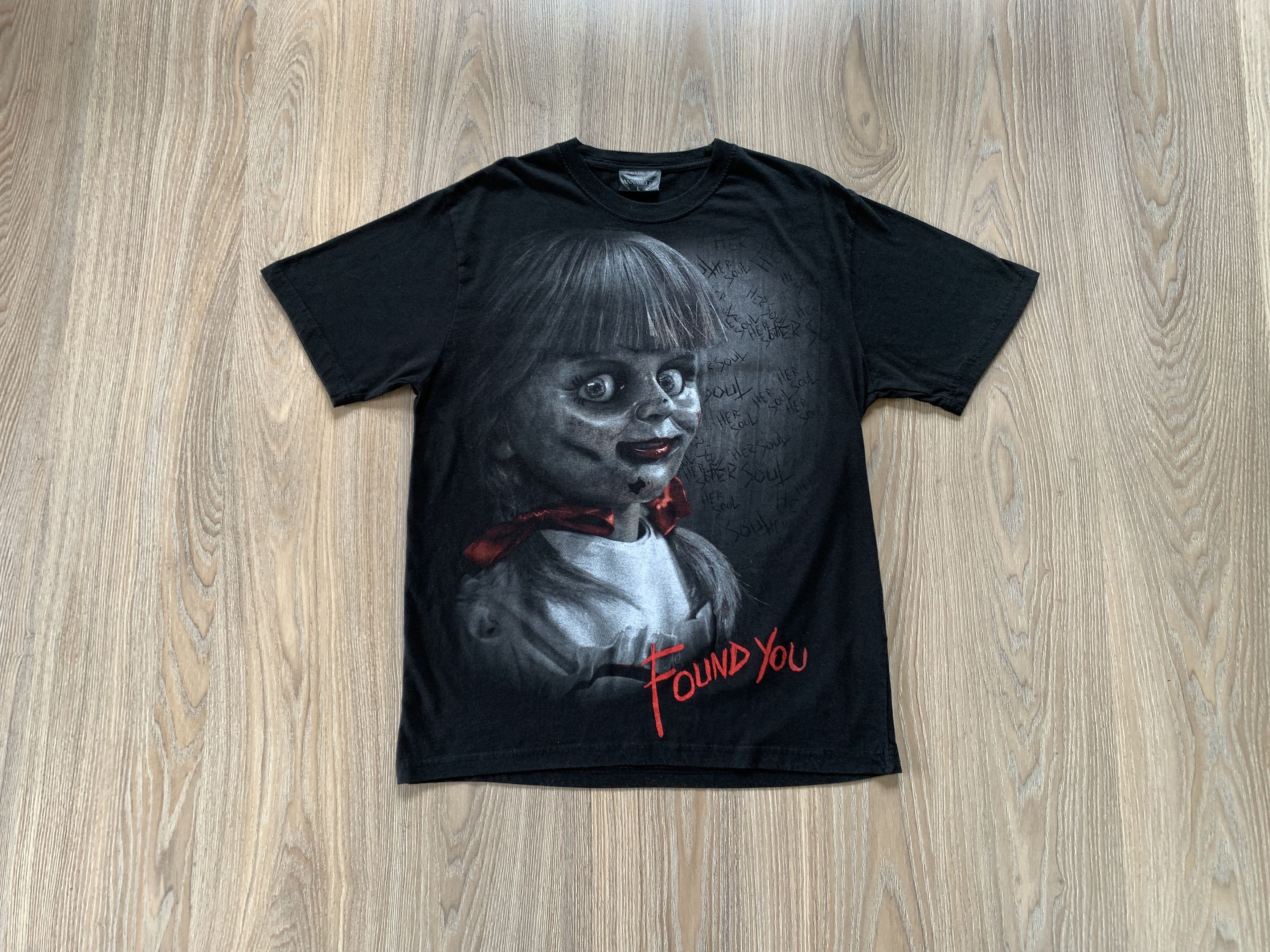 Expert Horror Black Spiral Annabelle Horror Movie Cotton T-Shirt Size US L / EU 52-54 / 3 - 1 Thumbnail