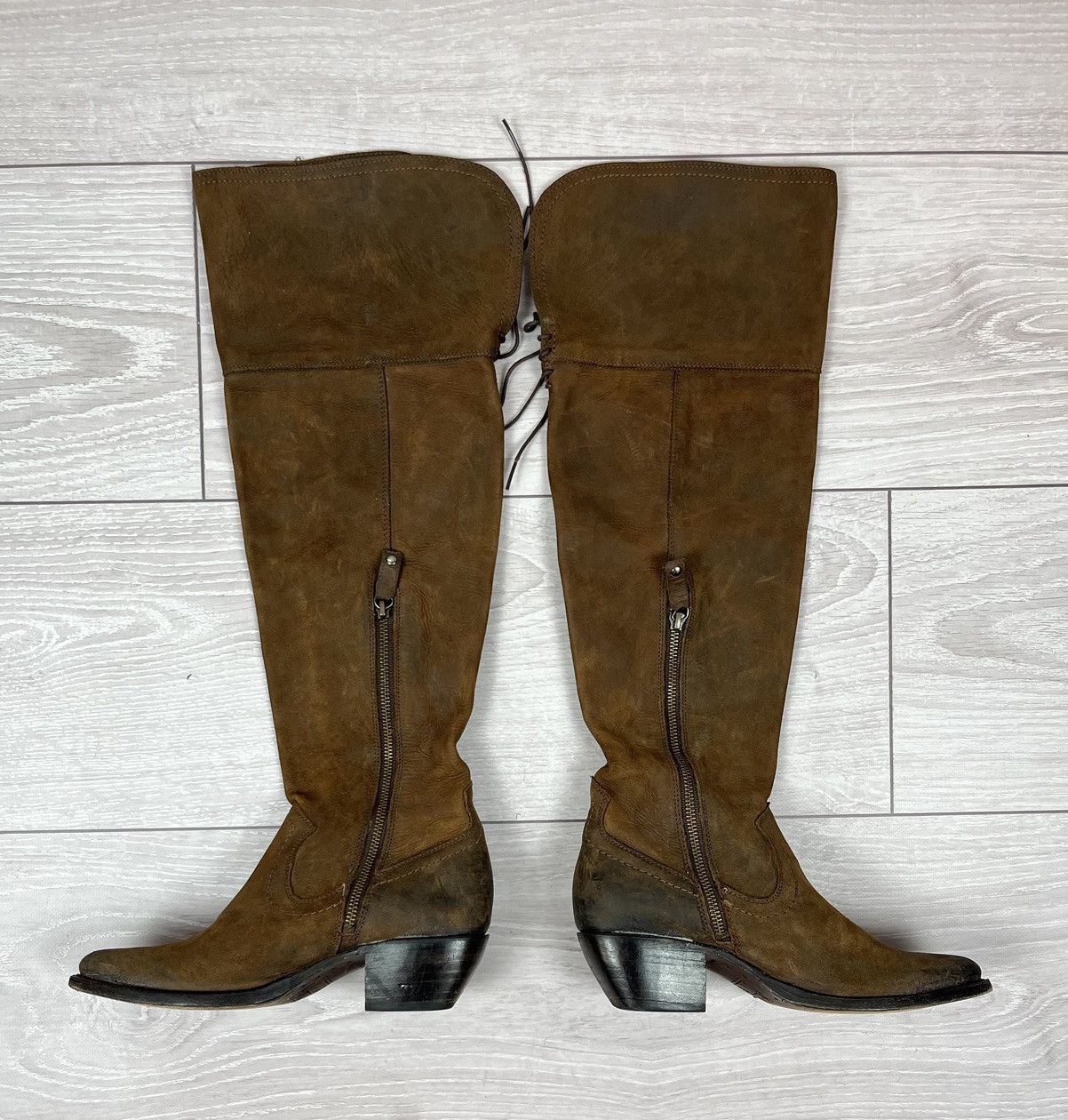 Frye Frye USA Brown Suede High Knee Rancho Womens Boots Size US 7.5 / IT 37.5 - 18 Thumbnail